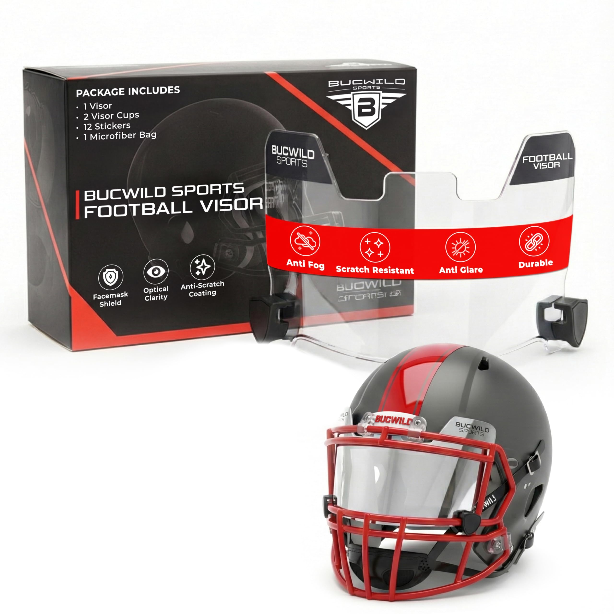 Visiera per casco da calcio per bambini e adulti, con protezione per gli occhi, trasparente