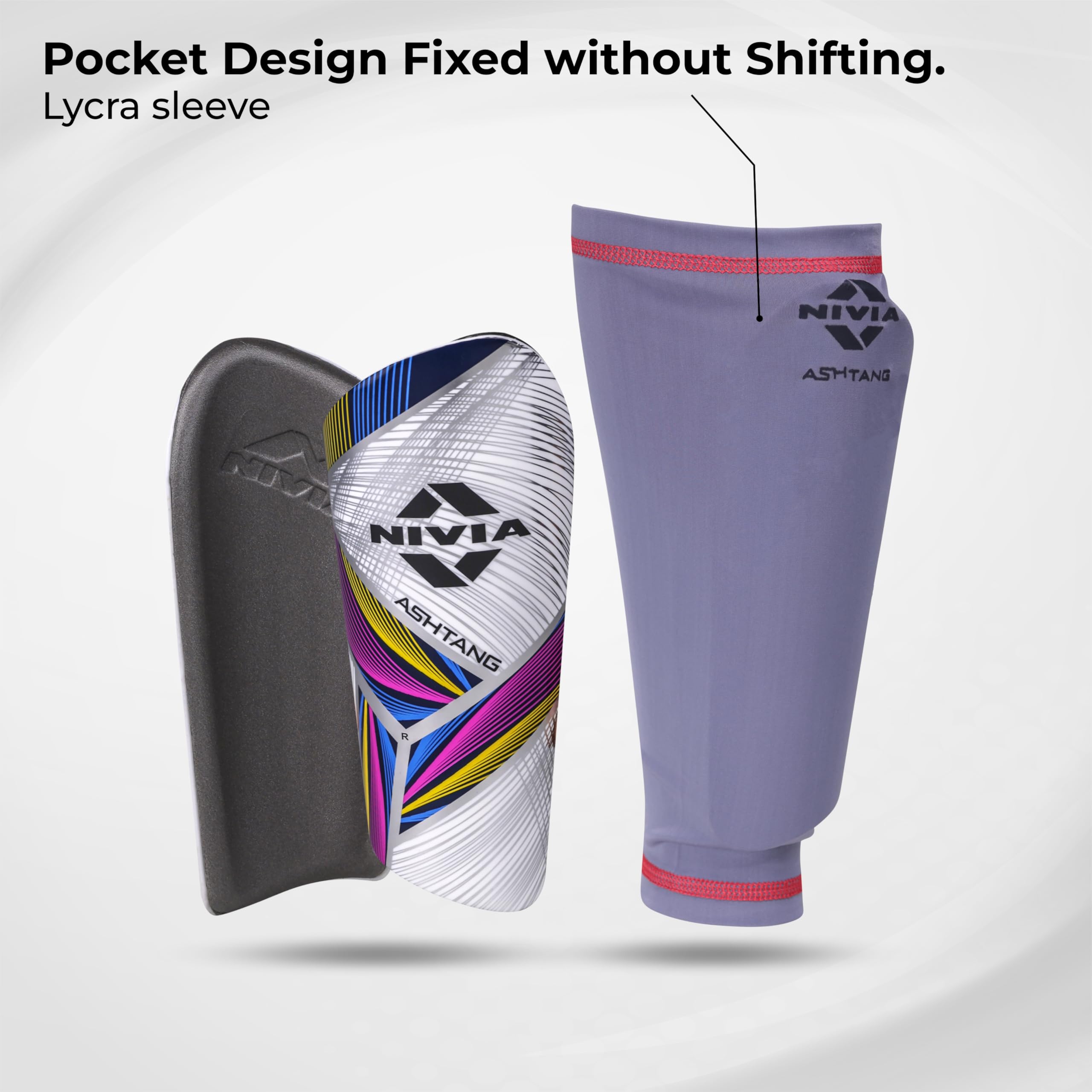 Nivia Ashtang Football Shin Guard with Lycra Sleeve (Large) 1
