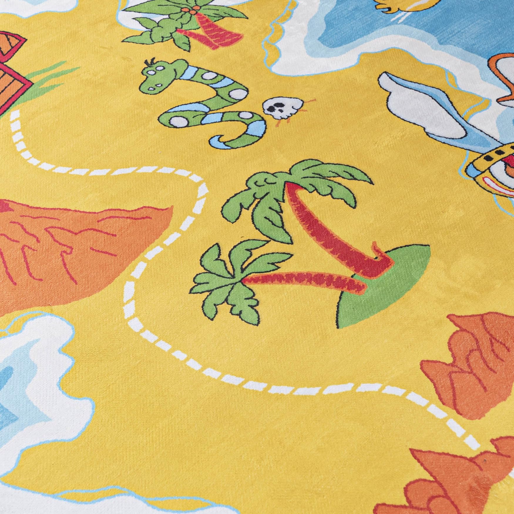 Mazovia Spielteppich Kinderzimmer 140x200cm Blau Gelb Landkarte rutschfest