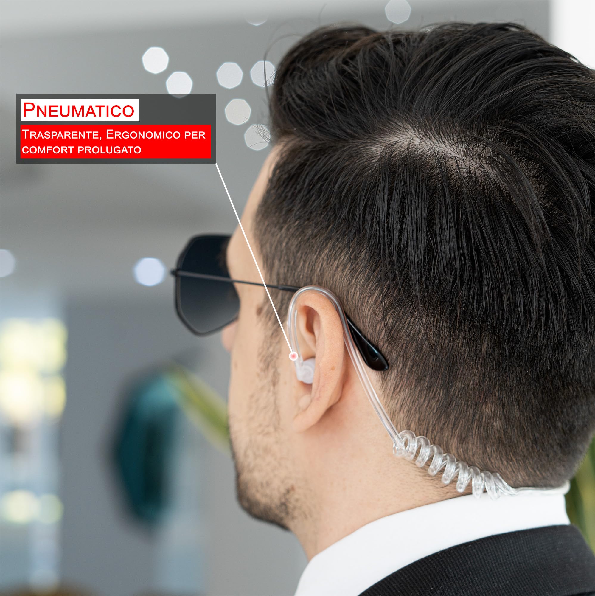 TechSide Microfono Auricolare Pneumatico cavi spiralati Estensibili 200cm walkie talkie Compatibile con Kenwood 2 pin BaoFeng UV-5R UV-82 888S Midland G10 G11V CT890 Vigilanza Sicurezza Caccia (2PZ)