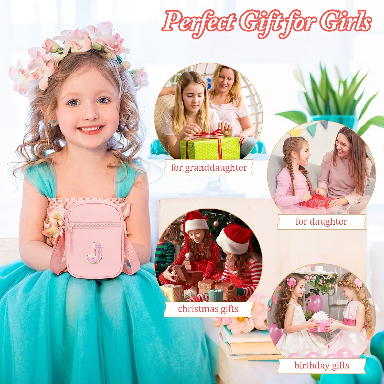 Birthday Gift for Girls Initial Kids Crossbody Purse Toddlers Bag for Age 3-10 - Image 2