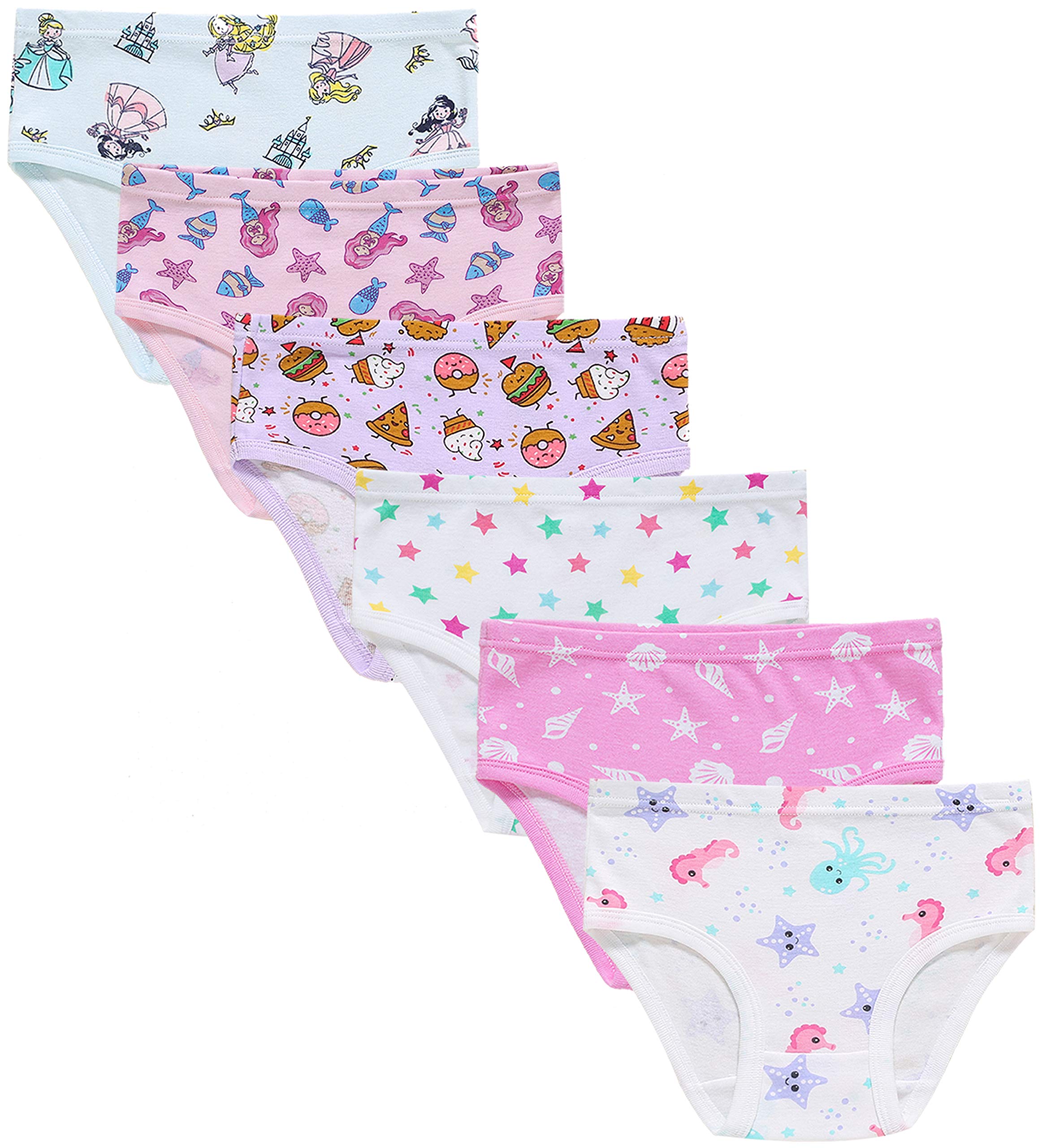 Slenily Little Girls Soft Cotton Underwear Kids Cool Breathable Comfort Panty Briefs Toddler Undies Pack of 6