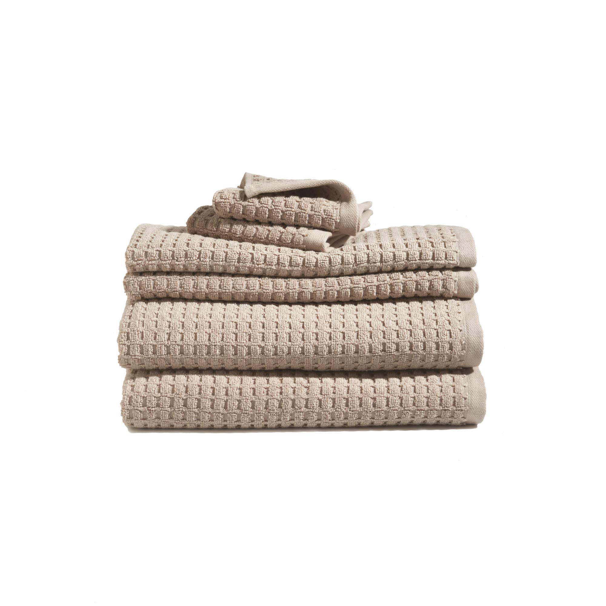 DKNY Quick Dry Cotton Towel Set - 2 Bath, 2 Hand, 2 Washcloths, Linen