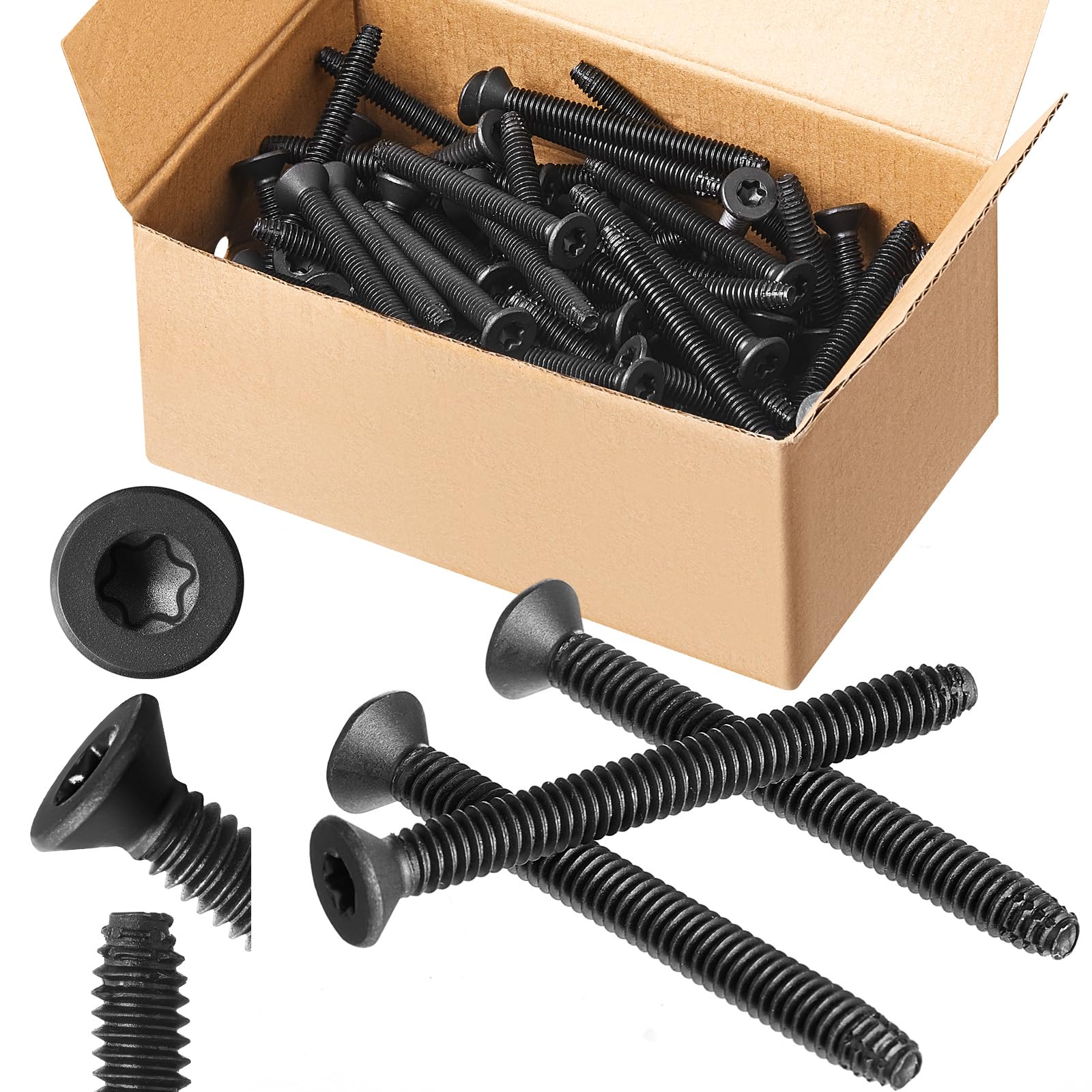 Blulu Star Drive T-30, 100 viti autofilettanti da 6,35 x 5,1 cm, viti a testa piatta per ponte rimorchio, viti di fissaggio per legno su metallo