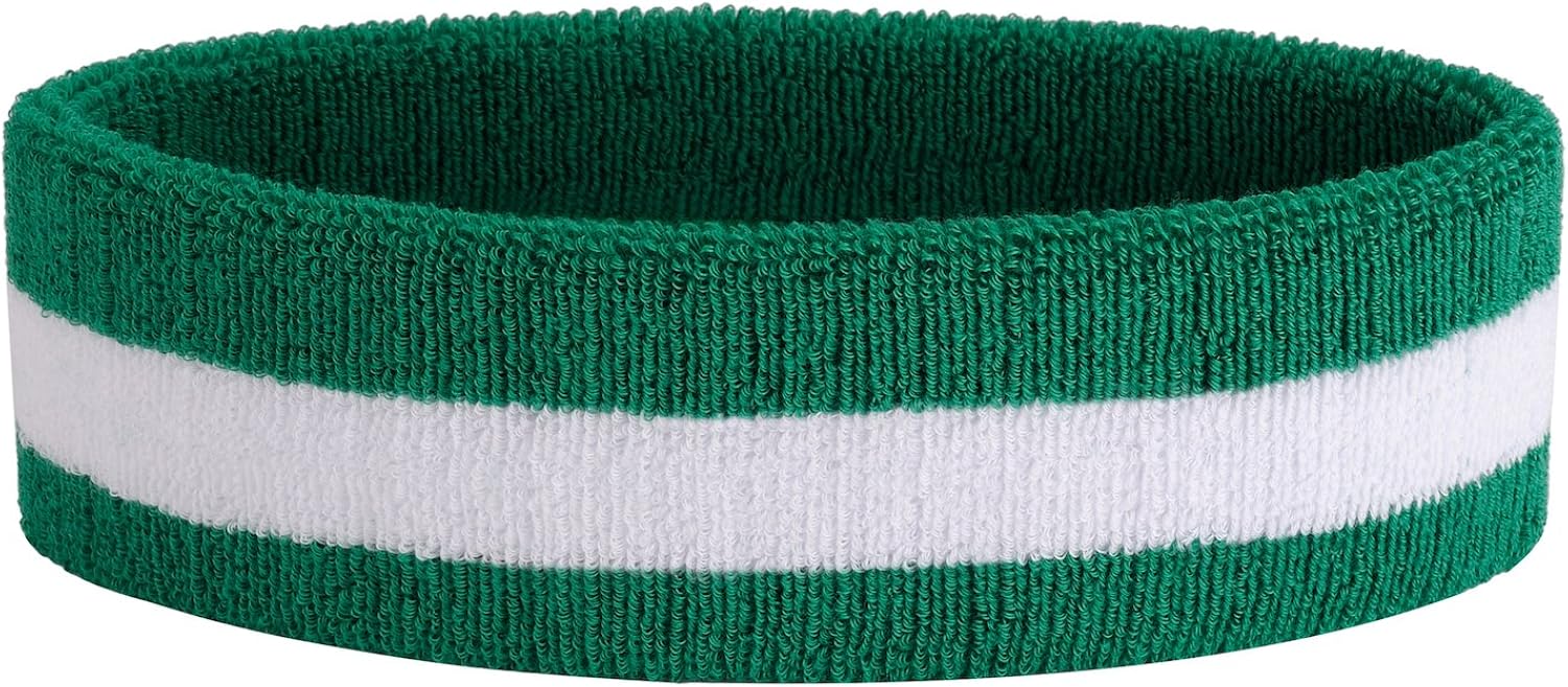 OnUpgo Headband Sports Sweatbands Wristbands Terry Cloth Striped Head Band/Wrist Band Set Athletic Exercise Basketball Headbands Moisture Wicking Sweat Absorbing Sweat Band (HEADB - Black): Clothing
