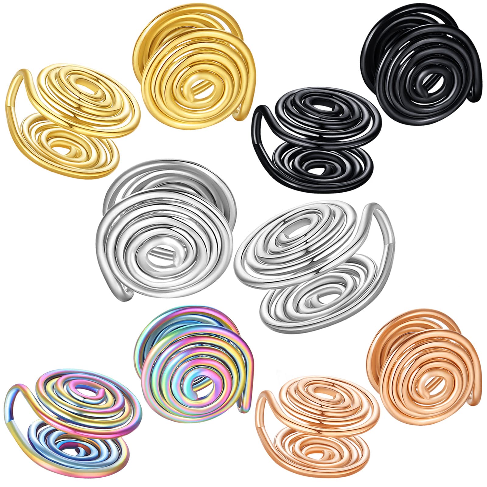 MARSALIA12MM 15MM Pressure Earrings for Keloids, Keloid Earrings Pressure Clip On Earring, Ear Cuff, Stainless Steel Spiral Non-pierced Earrings