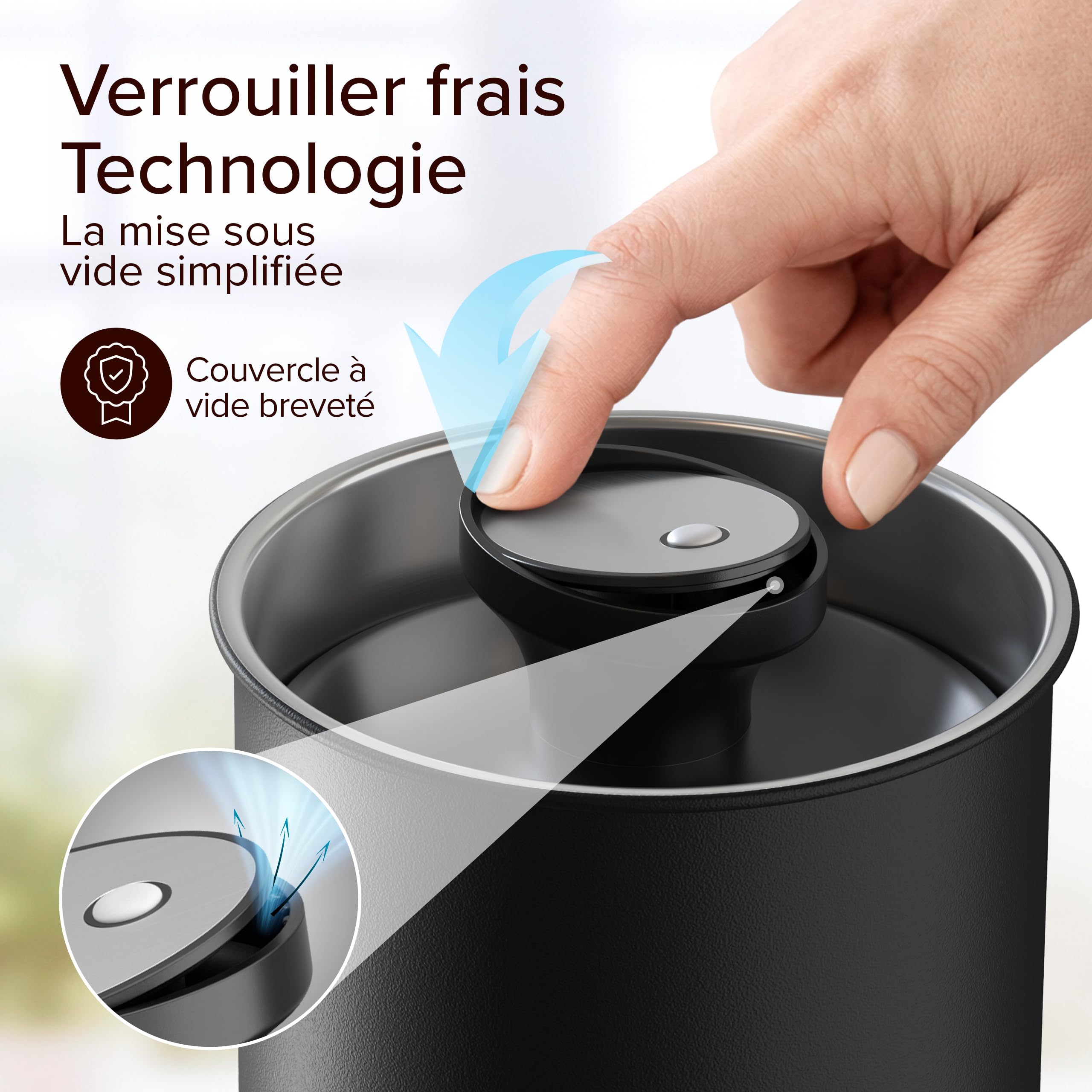 KC Kitchen & Co. Boîte à café hermétique pour 500 g de grains de café, en acier inoxydable, avec couvercle sous vide et fermeture aromatique, boîte de rangement pour café, thé, sucre, céréales, noir
