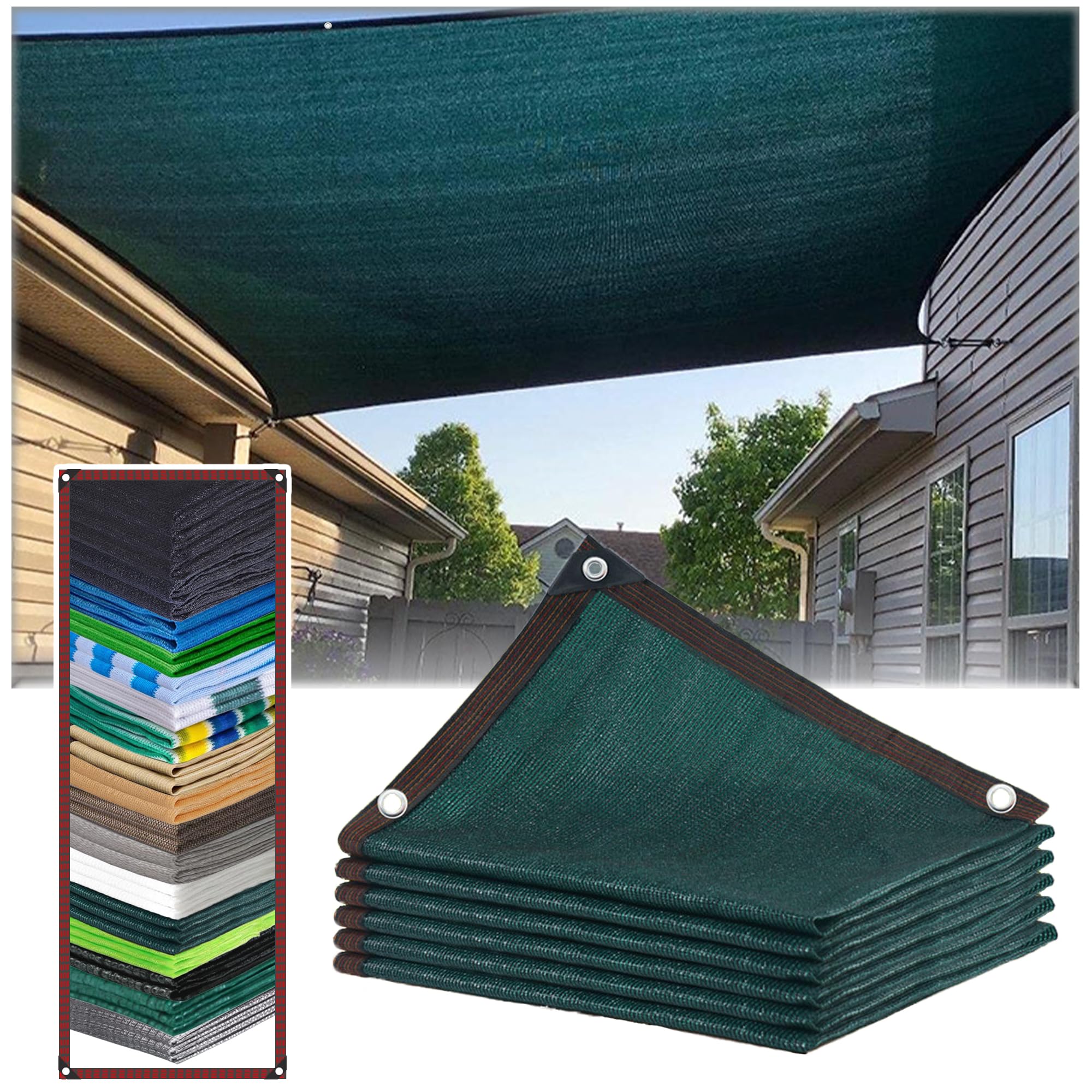 KLGFBDC Premium Dark Green Sun Shade Sail 90% UV Protection Awning for Garden Patio Pergola and Greenhouse Durable Shade Cloth for Vegetables & Flowers (4m x 15m)