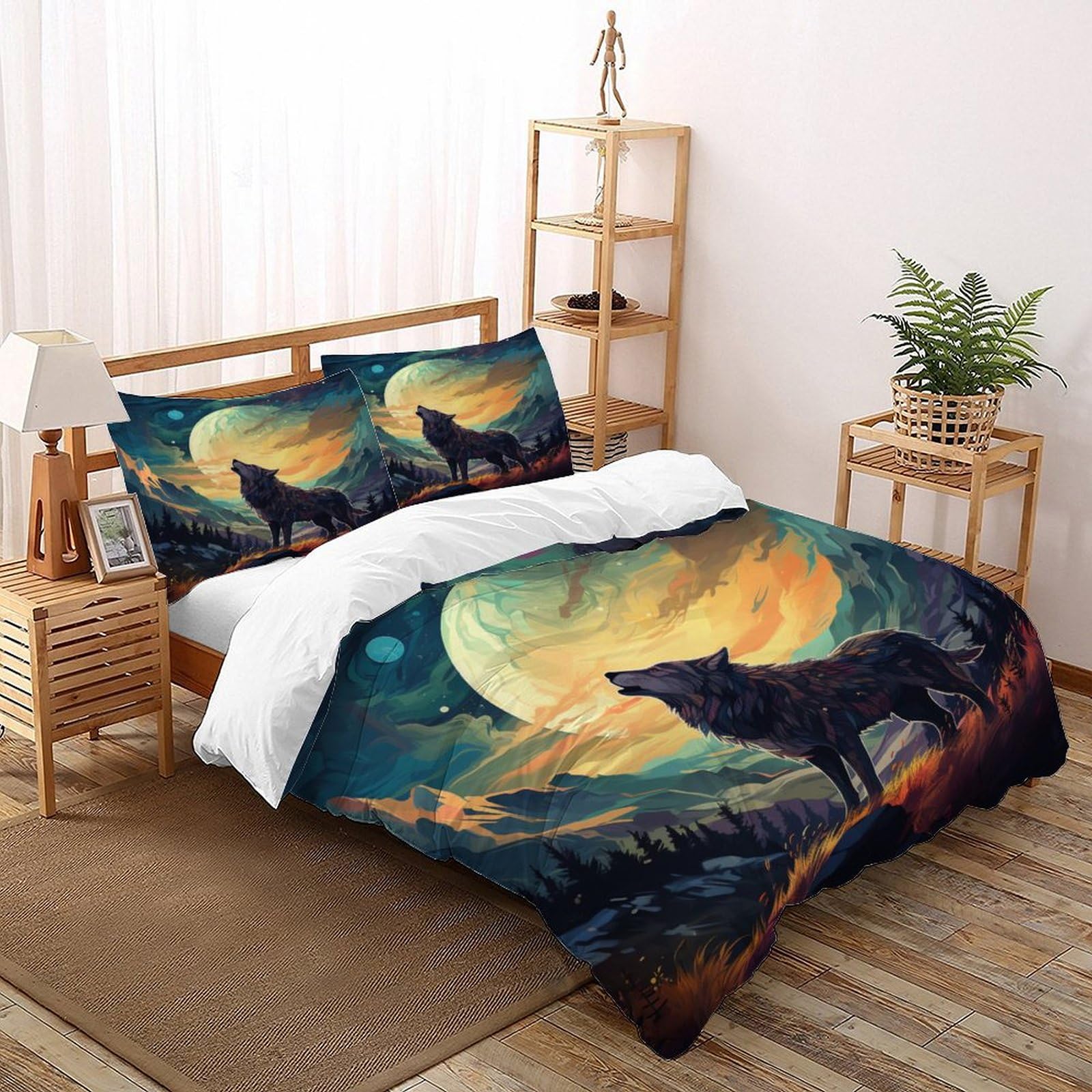 Parure de lit loup 200x200 pour une ambiance nature et cocooning dans la chambre