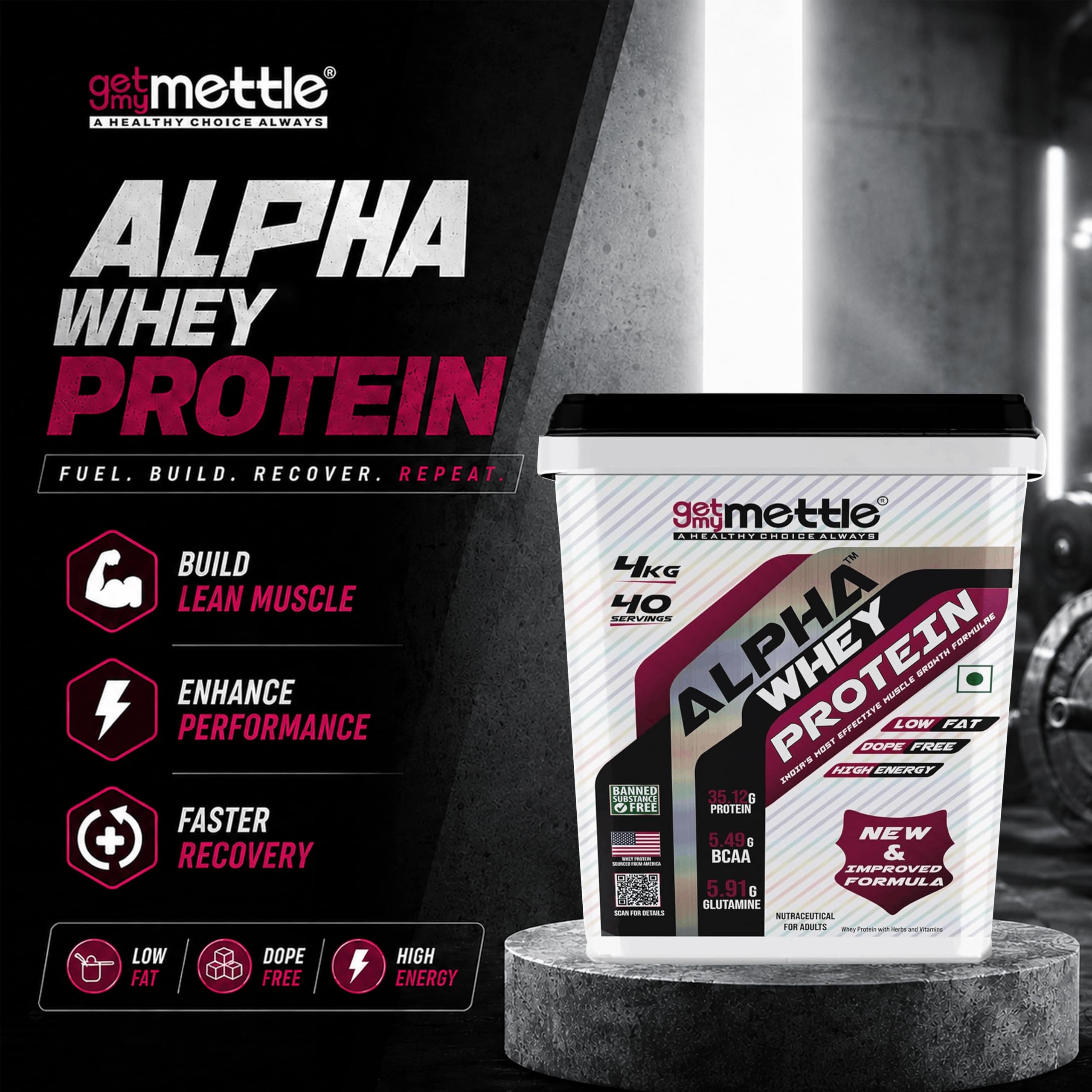 Getmymettle Alpha Whey Protein Powder, Mix Flavors (4kg / 8.8lbs)| 4 Different Flavors in One Bucket | 35.06g Protein Per Serving | High Protein for Muscle Growth & Recovery | Fast Absorption | Gym Nutrition — Amazon image 5