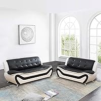 Vista 11 de Juego de sofá de piel sintética para sala de estar, muebles de sala de estar, juego de sofá moderno con sofá de 3 plazas y sofá biplaza