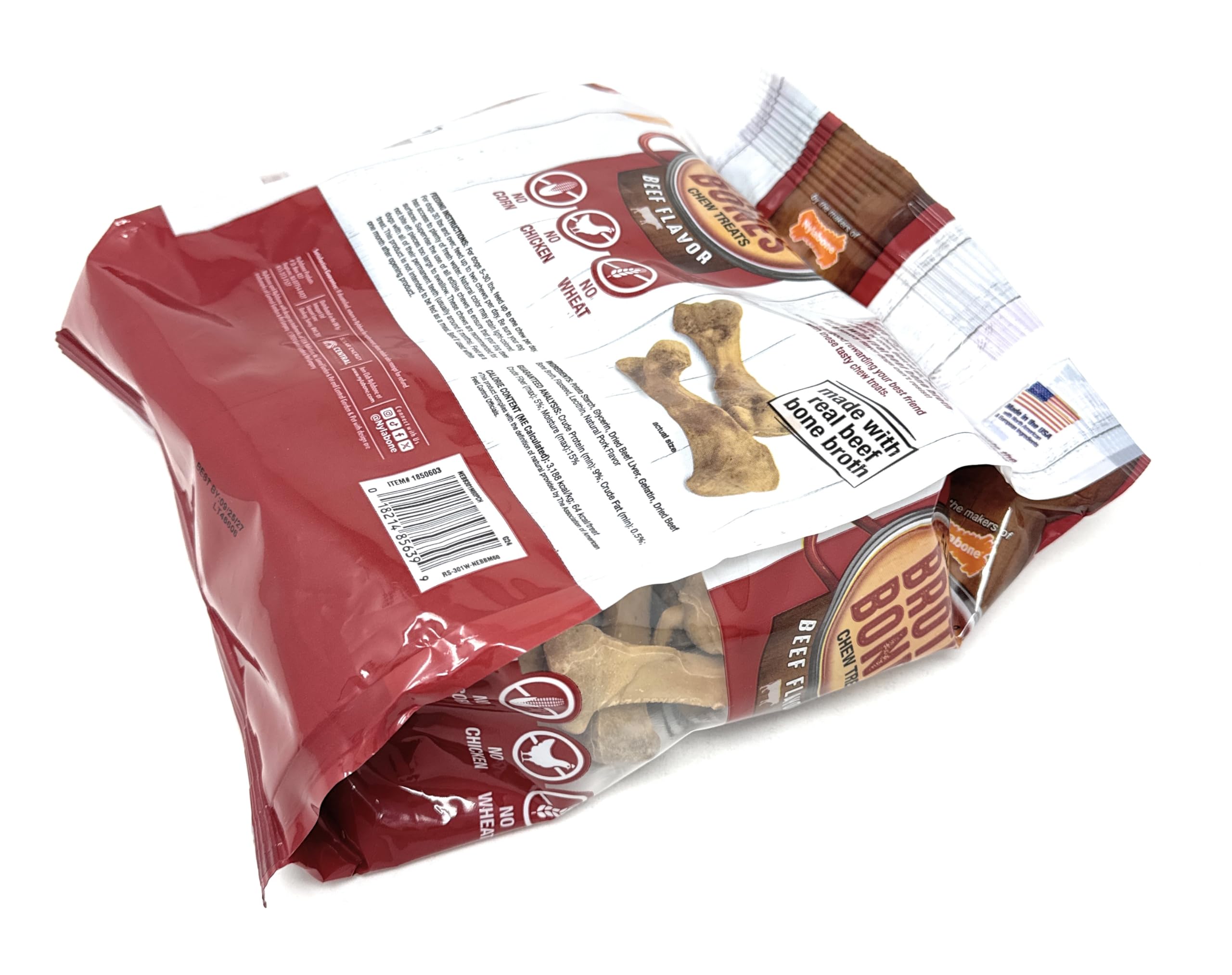Nylabone Beef Broth Bones for Dogs, 60 Count, 2.6 Lbs thumbnail 9