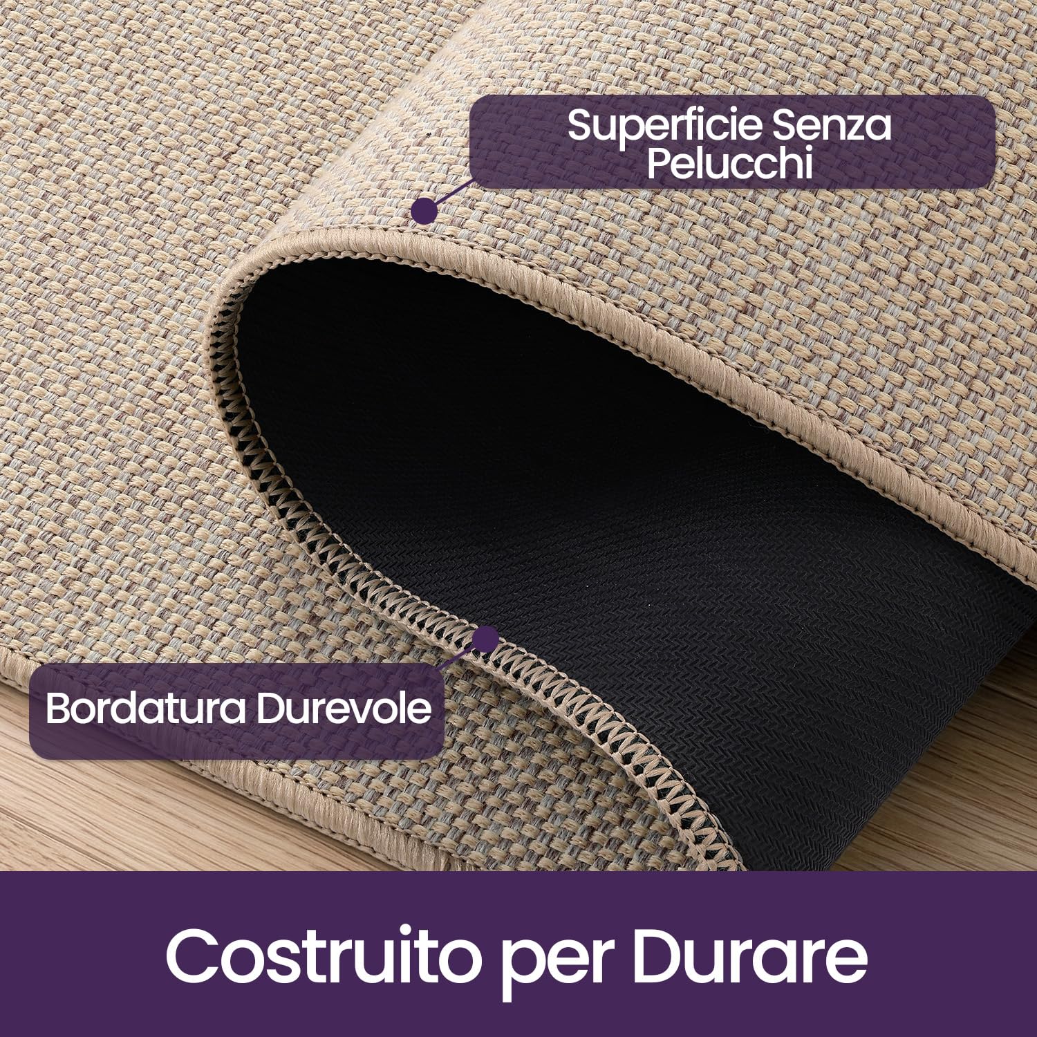 DEXI Zerbino Ingresso Interno 90 x 140 cm, Tappeto Porta Antiscivolo, Facile da Pulire, Zerbini Assorbente per Casa, Corridoio, Beige