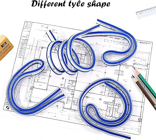 Miniatura 4 de 1 paquete de regla de curva flexible de 24 pulgadas (23.6in) de regla de diseño flexible para costura de dibujo, regla curva, regla curva, regla