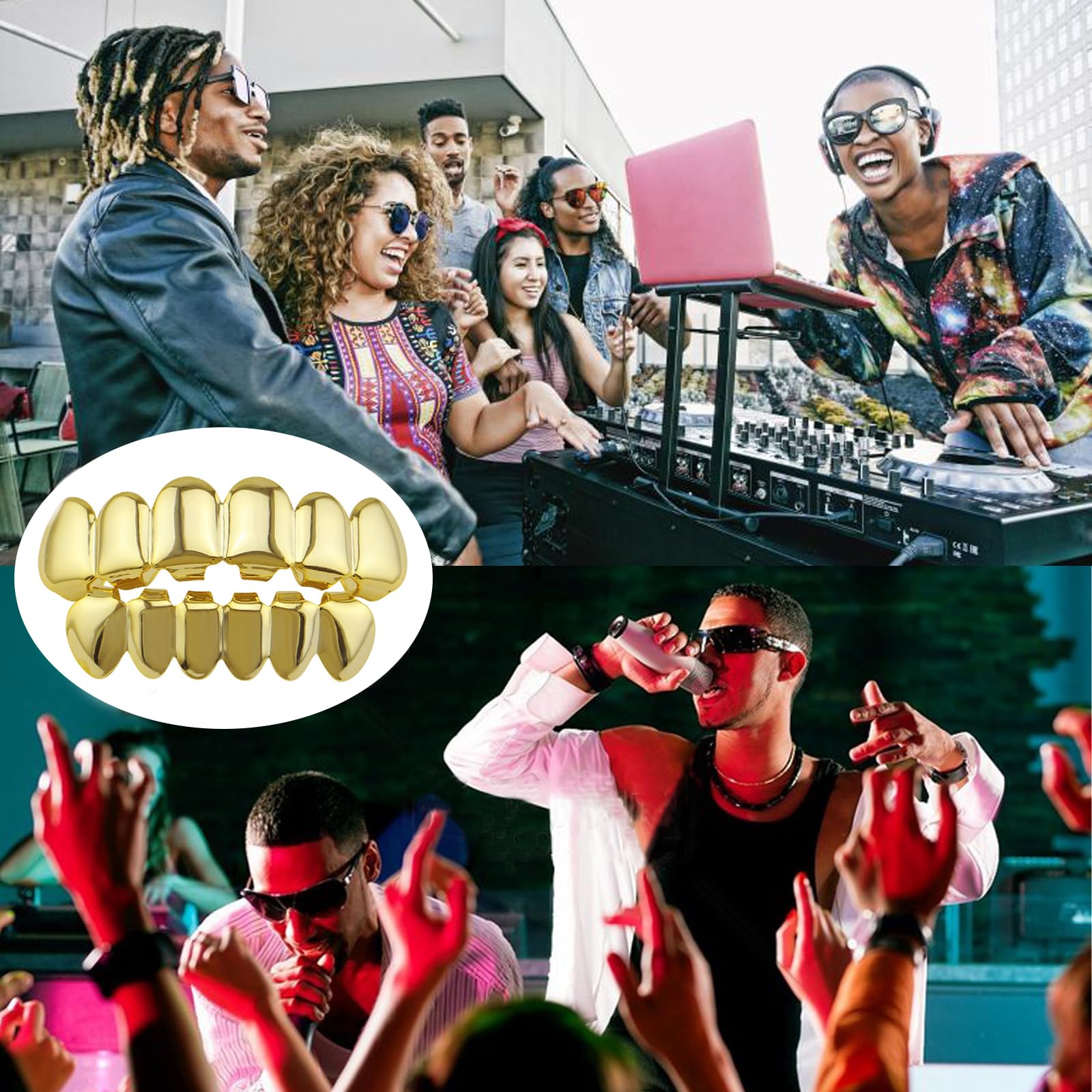 Qiwenr Hip Hop Teeth Grills, Rapper Braces, Bottom Grills, Hip Hop Custom Fit Polished Teeth Grillz - Image 4