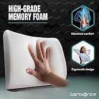 Vista 4 de Almohada de apoyo lumbar ergonómico Samsonite para silla de oficina, silla de juegos o coche, cojín de espuma viscoelástica con malla transpirable
