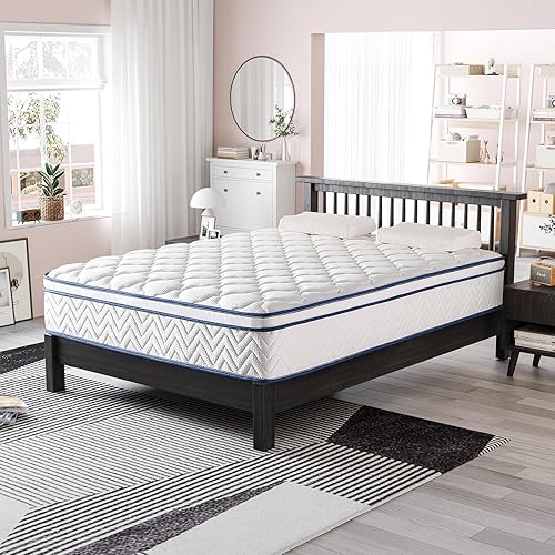 Miniatura 3 de Colchón híbrido de espuma viscoelástica tamaño Queen de 12 pulgadas en una caja, comodidad y apoyo, alivio de presión, transpirable, ideal para