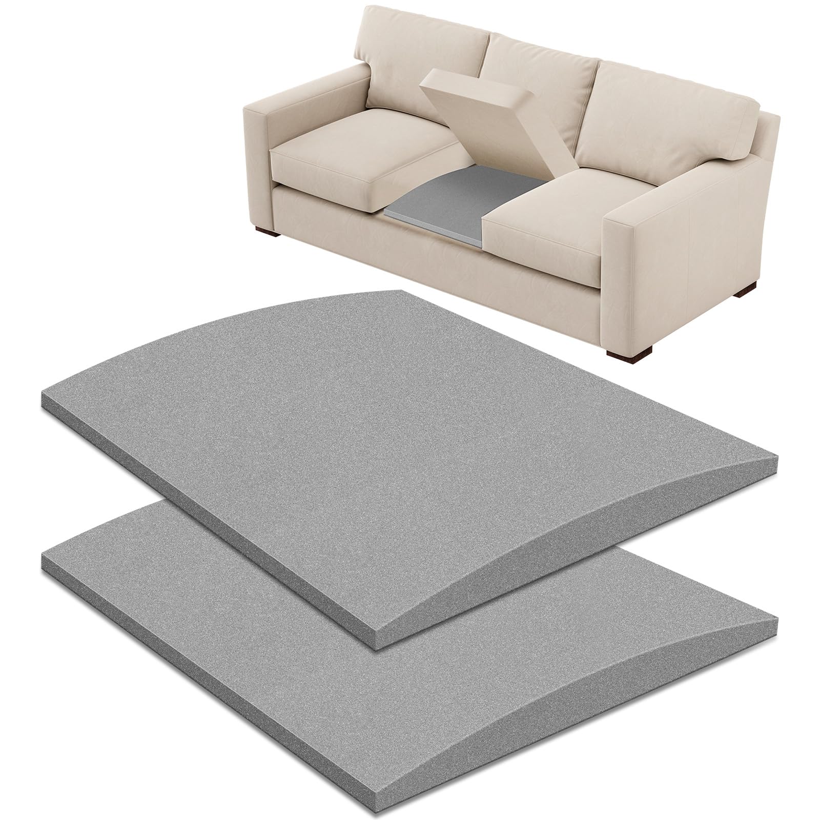 Cuscino di supporto per divano per sedile cedente, pannelli di supporto per divani, schiuma ad alta densità, 60 x 50 cm, riparazione per mobili sotto il cuscino, 2 pezzi