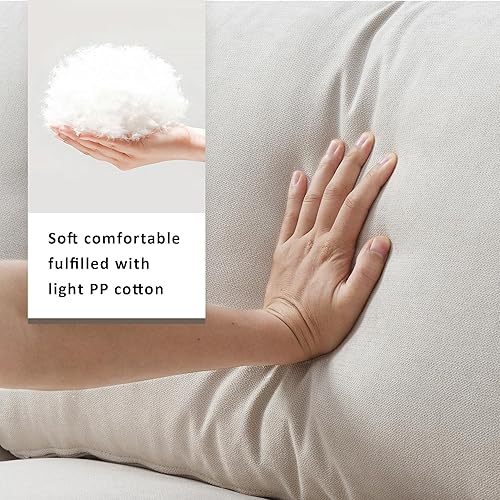 Miniatura 7 de Juego de sofás de nube beige de 100.4 pulgadas para el hogar, sala de estar, sofá modular moderno en forma de L con otomana convertible, sofá