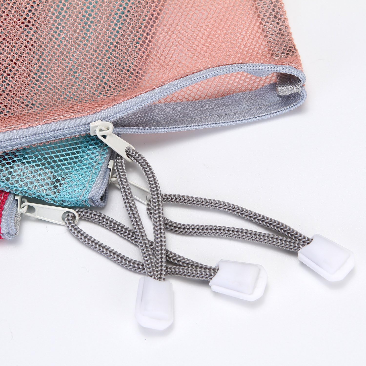 Sea Team 6pcs Multicolored Portable Travel Toiletry Pouch Nylon Mesh Cosmetic Makeup Organizer Bag with Zipper, Colorful