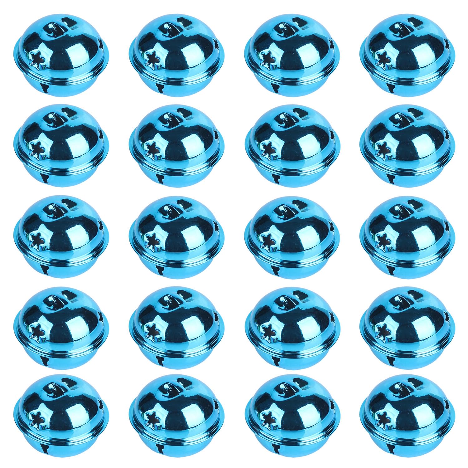 20Pcs Blue Christmas Bells, Metal Round Bells, 40mm Bright Colors Jingle Bells for Crafts Pets Christmas Wind Chimes Jewelry Ornaments Holiday Home Party Decoration