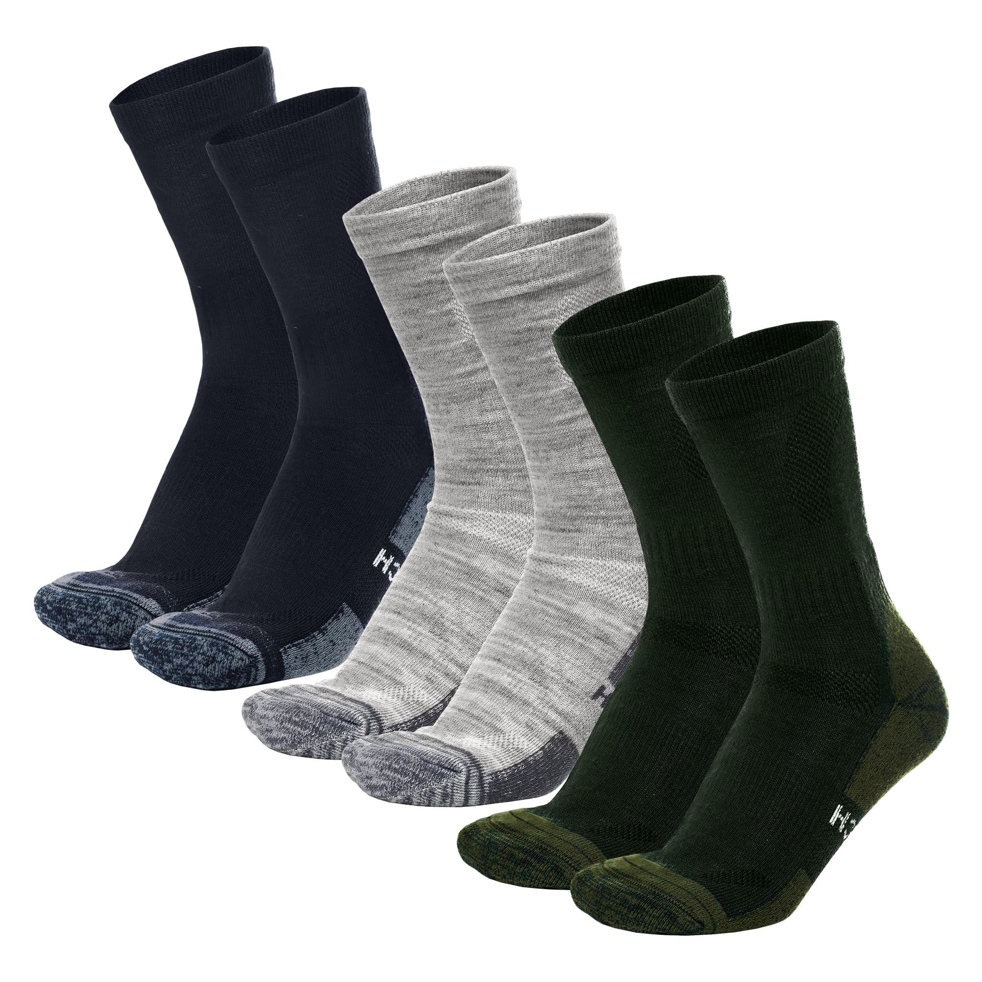 Merino tech Merino Wool Socks for Women And Men - Merino Wool Hiking Socks Crew Style 9-12 Multicolor