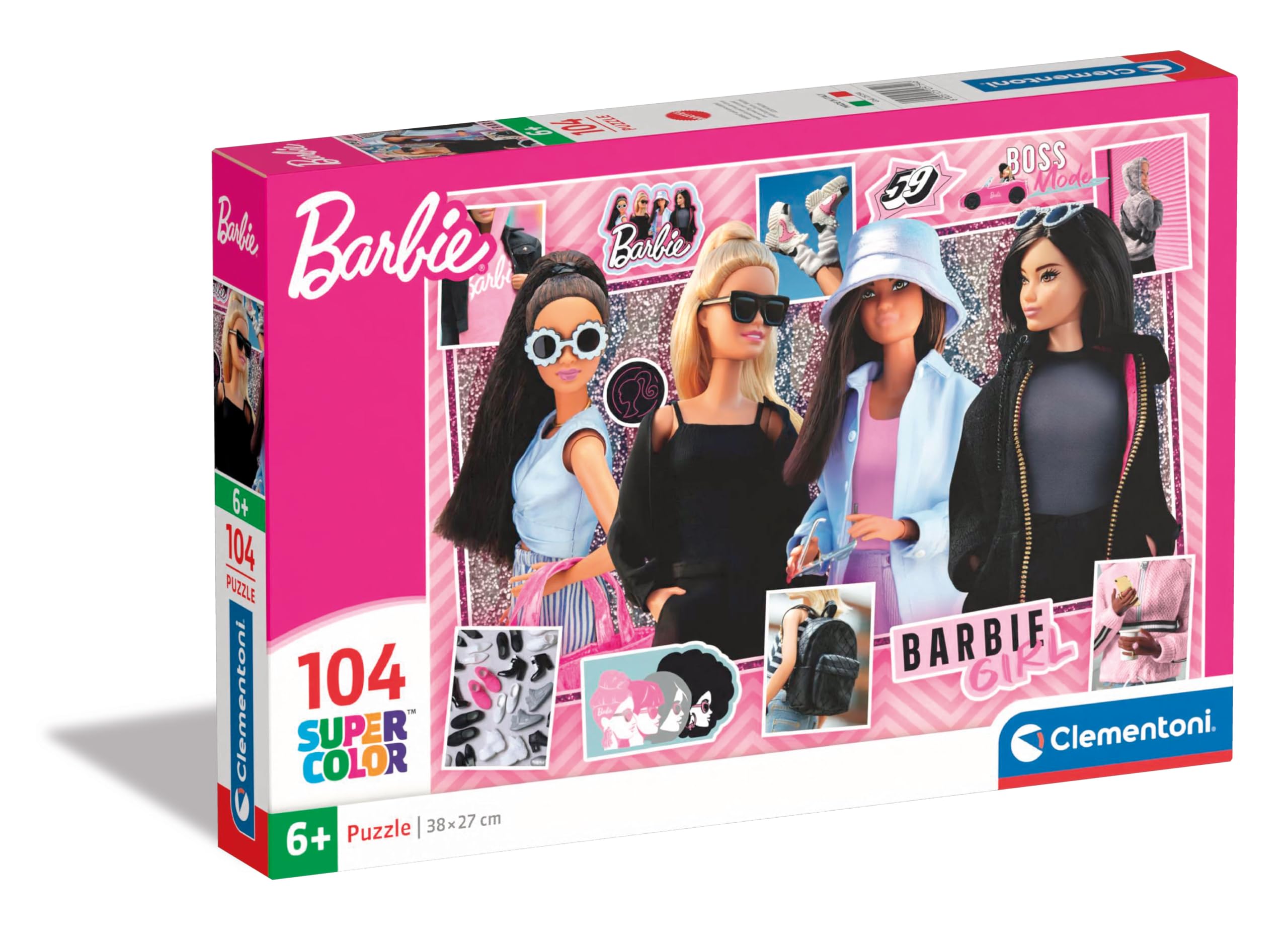 Clementoni Jigsaw Puzzle Barbie 104 Pieces - Supercolor Puzzle For Children 6-8 Years, Cartoon, Gift For Girls, Puzzle For Kids, Made In Italy, 25754