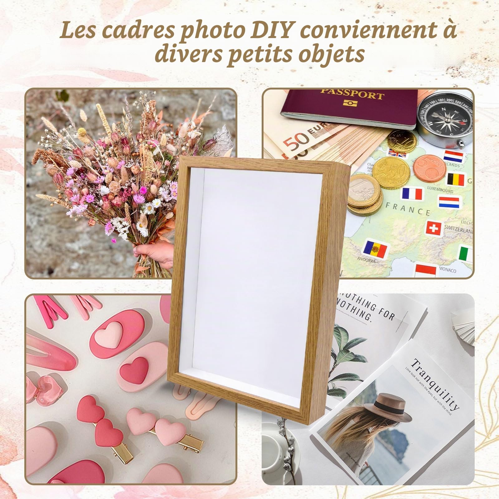 Cadre Profond avec Vitre pour Objet 3d A4 Cadres Photo Profond À Remplir Facile À Réaliser soi Même Cadre Fleurs Séchées Pour les Bouquets de Mariage, les Souvenirs, les Décorations Diy