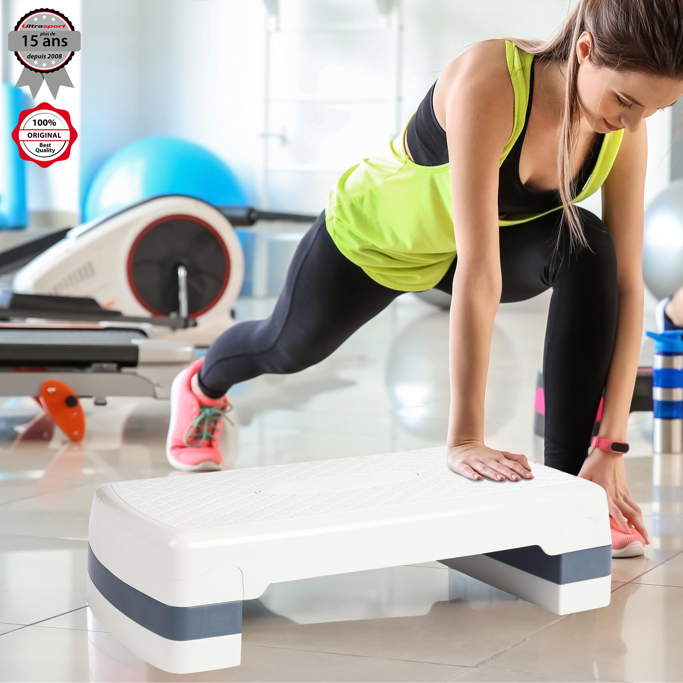 Ultrasport Planche aérobic, Diverses Couleurs, Planche Marche, Equipement Exercice, Planche Exercice, Equipement Fitness Multifonctionnel, Planche Fitness, Hauteur réglable, Home-Stepper, Stepbench