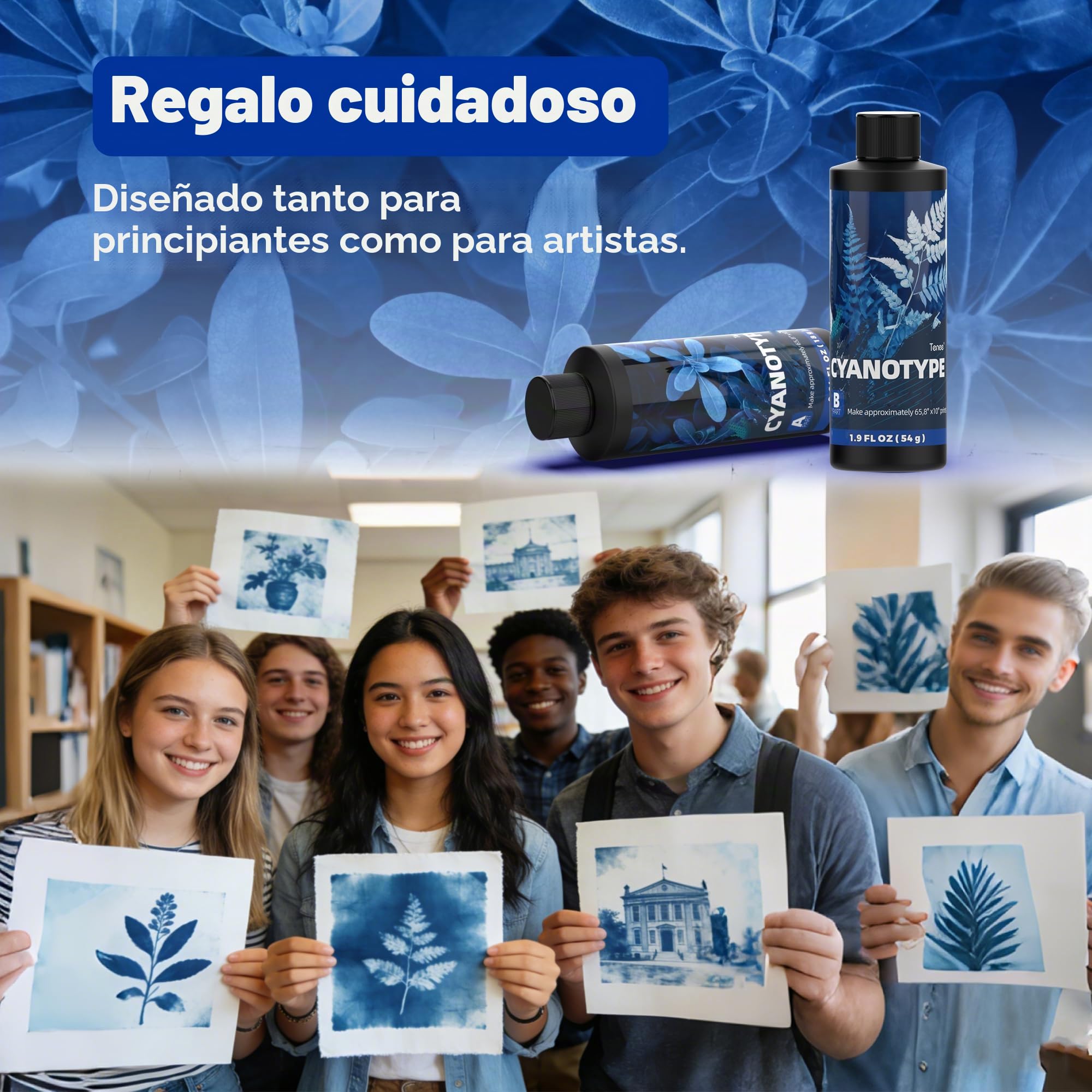 Kit completo de cianotipo, sensibilizador de cianotipo para impresión solar, kit de impresión solar solar para proyectos de proceso fotográfico en tela y papel, sensibilizador de impresiones azules