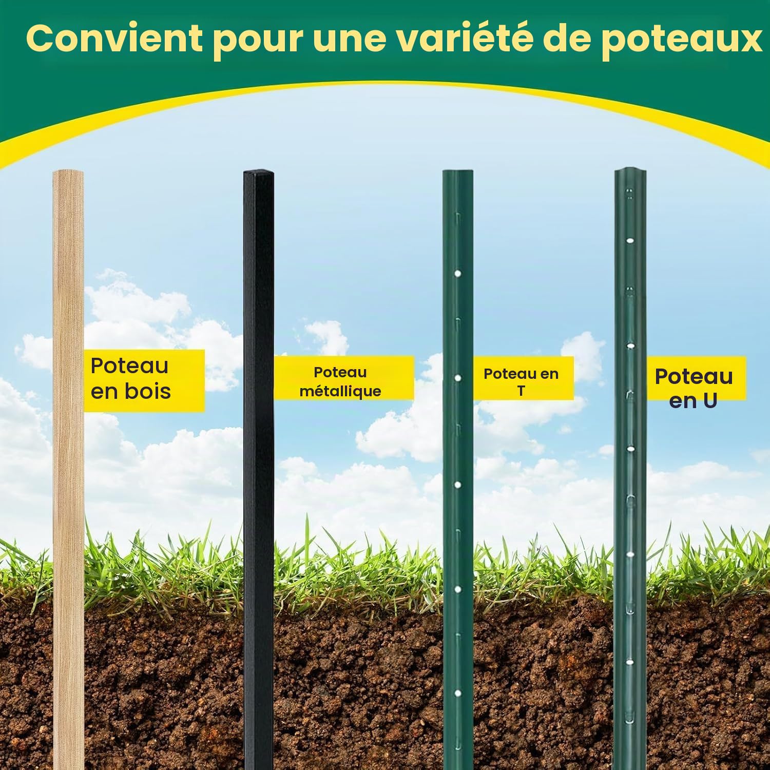 Pilote de Poteau de Clôture, 43cm Pilon pour Piquet et Poteau de Clôture avec Poignée Pour Installation de Clôture en Métal Robuste, Machine de Piquetage de Réparation de Poteaux de Clôture