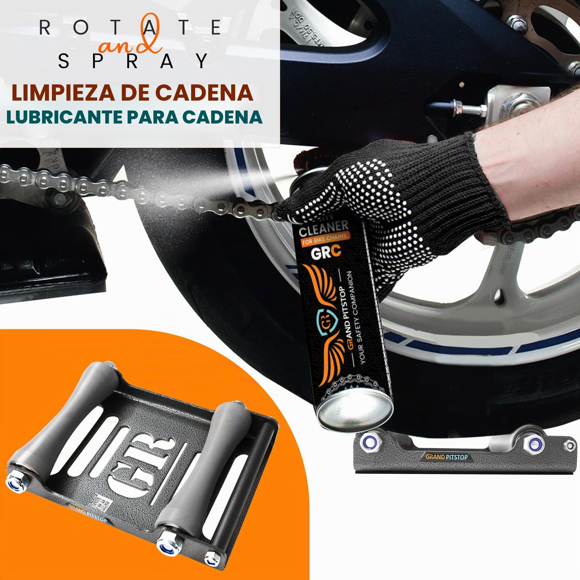 GRAND PITSTOP Soporte de Rodillo para Limpieza de Ruedas de Motocicleta - Repuesto de Soporte de Paddock - Soporte de Rodillo de Rueda con Soporte de Rampa para Limpieza de Neumáticos y Lubricación de