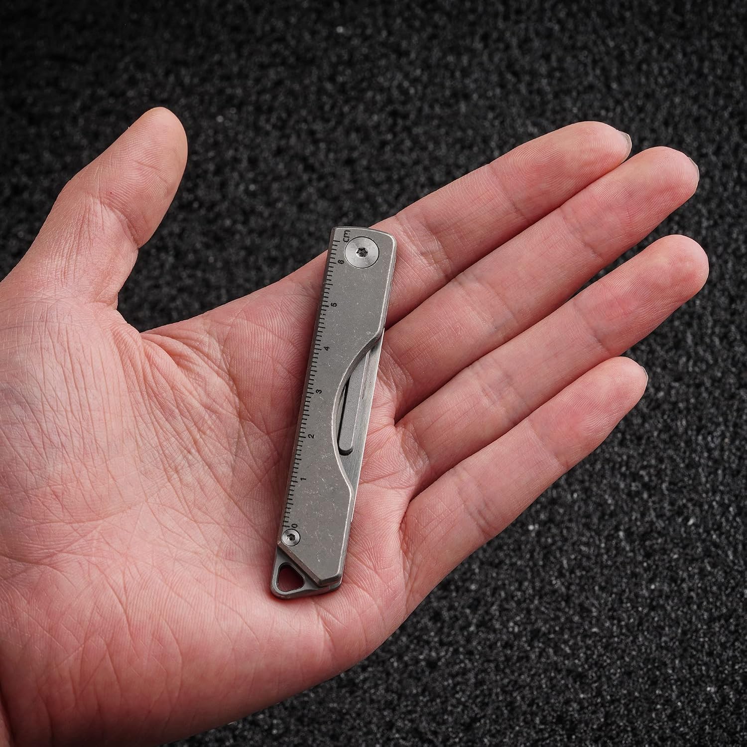 KeyUnity KK01AR Titanium Folding Knife, Utility EDC Pocket Knife with #24 Replaceable Blade, for Outdoor Hunting, Camping, Fishing, Hiking for Men & Women (Ruler)