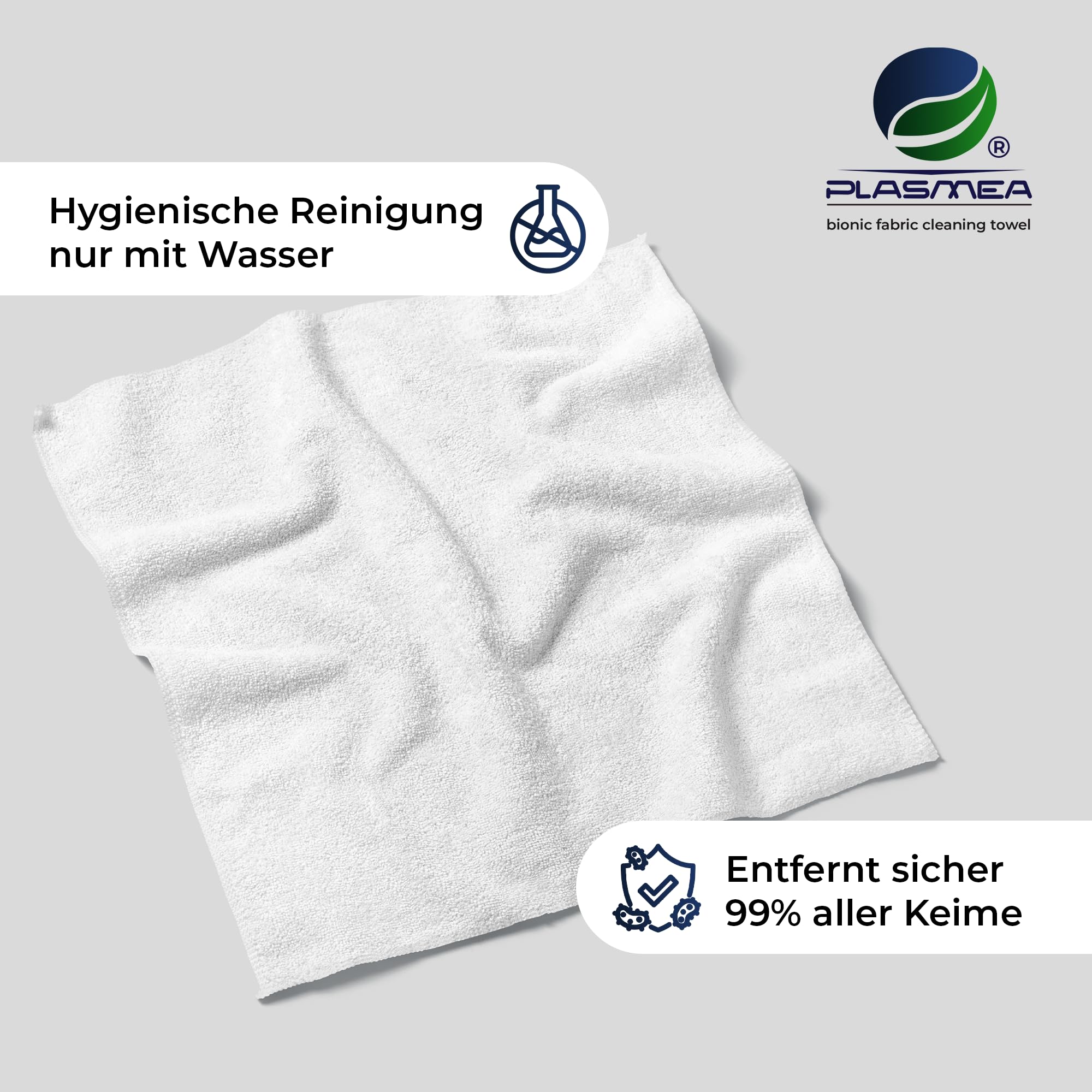 Reinigungstuch mit Bionikfaser - keimfreie, kratzfreie Reinigung - Anwendung nur mit Wasser - umweltfreundlich, 9 Tücher