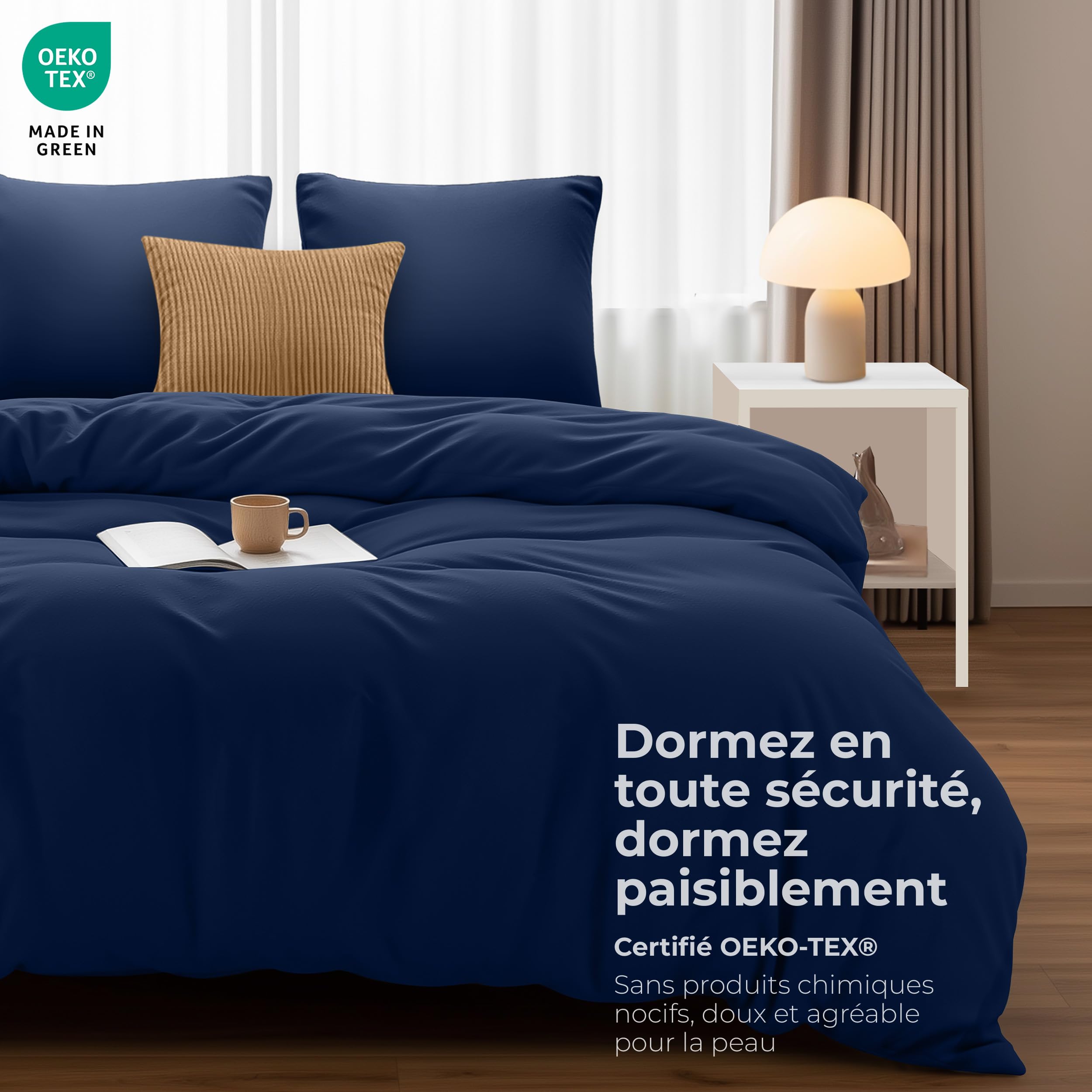 Utopia Bedding Housse de Couette 240x260 cm avec 2 Taies d'oreiller 65x65 cm (Marine) - Parure de Lit 240 x 260 cm - Ensembles de Housses de Couette en Microfibre brossée Douce
