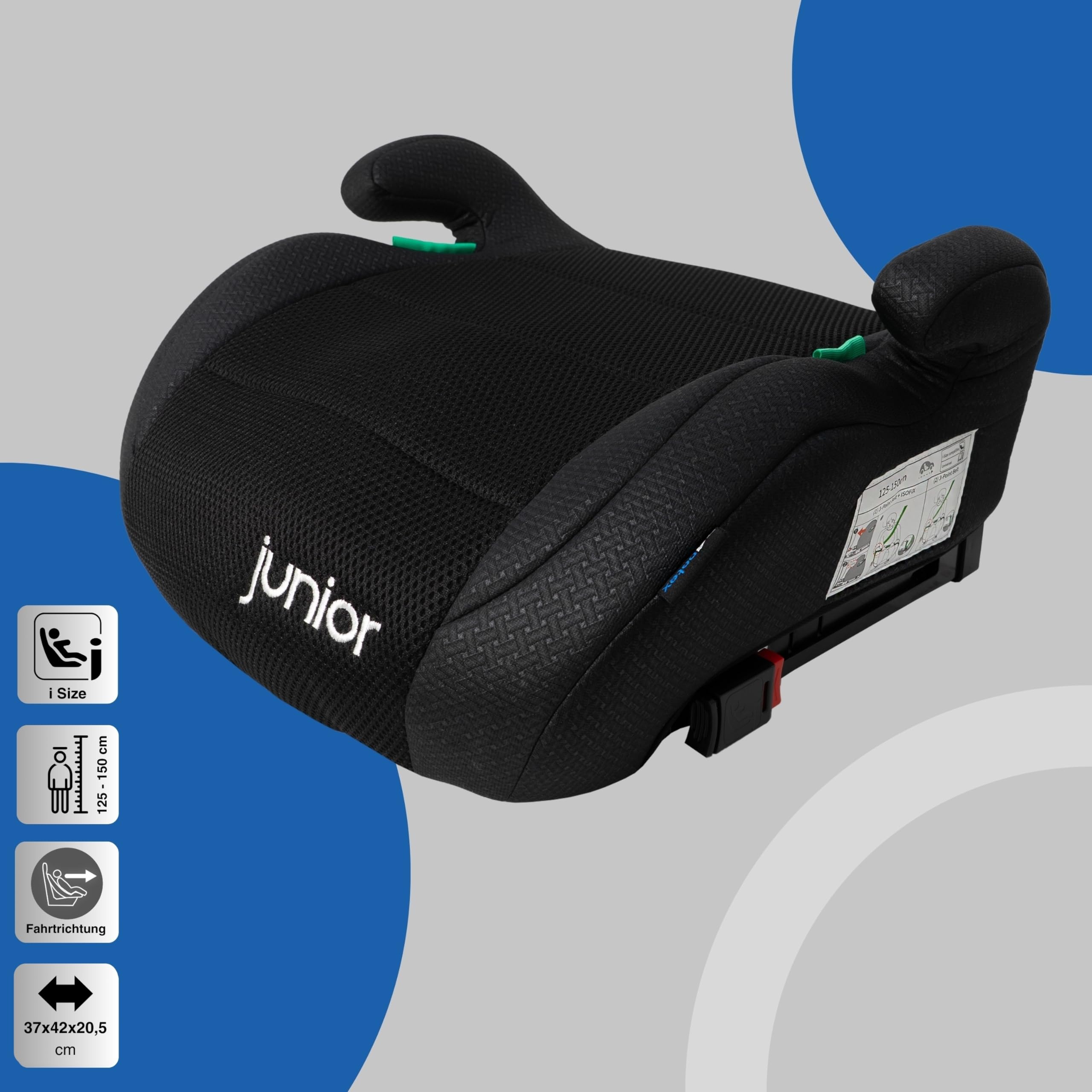 PETEX Auto-Kindersitzerhöhung Max Plus i-Size ECE R129 Isofix 125-150 cm schwarz