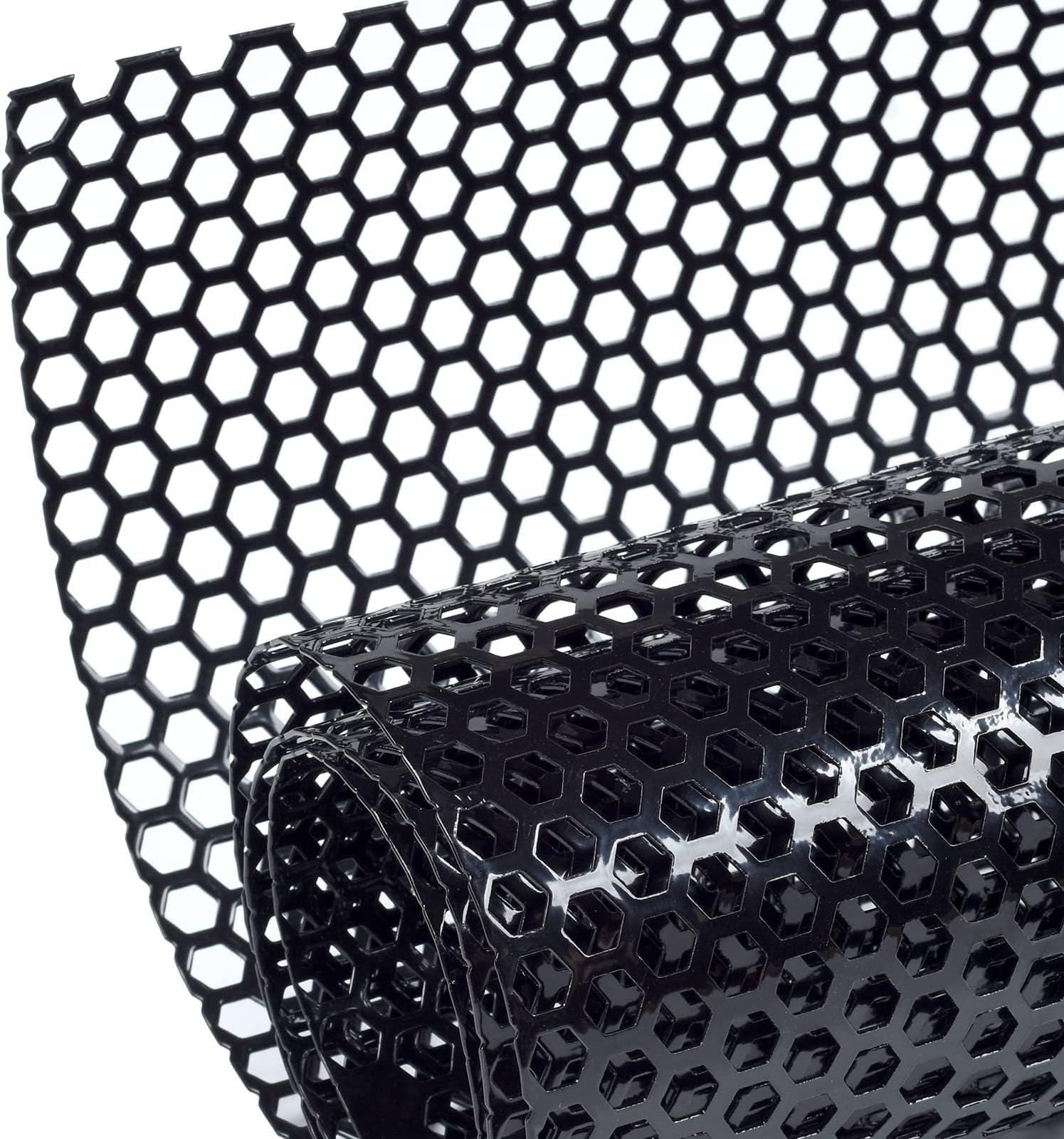 AggAuto Universal 40"x13" Car Grill Mesh - Aluminum Alloy Automotive Grille Insert Bumper Honeycomb Hole 8mm Spacing 3mm, One of the Most Multifunctional Shape Grids 100x33cm Black