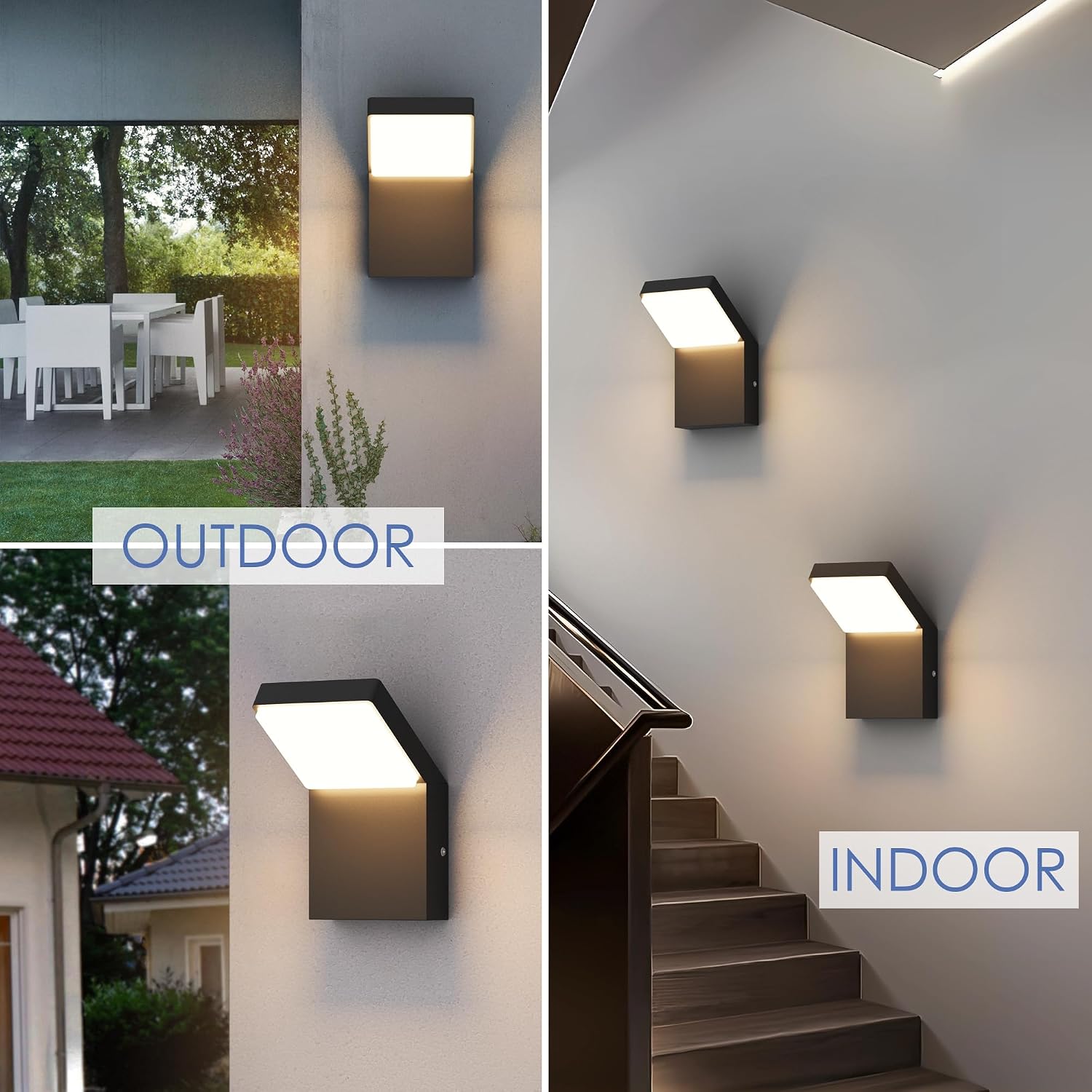 Aipsun Modern LED Porch Wall Lights Black Exterior Lighting Fixtures IP65 Outdoor Wall Mount Sconces Light 3000K Warm Light (2 Pack)
