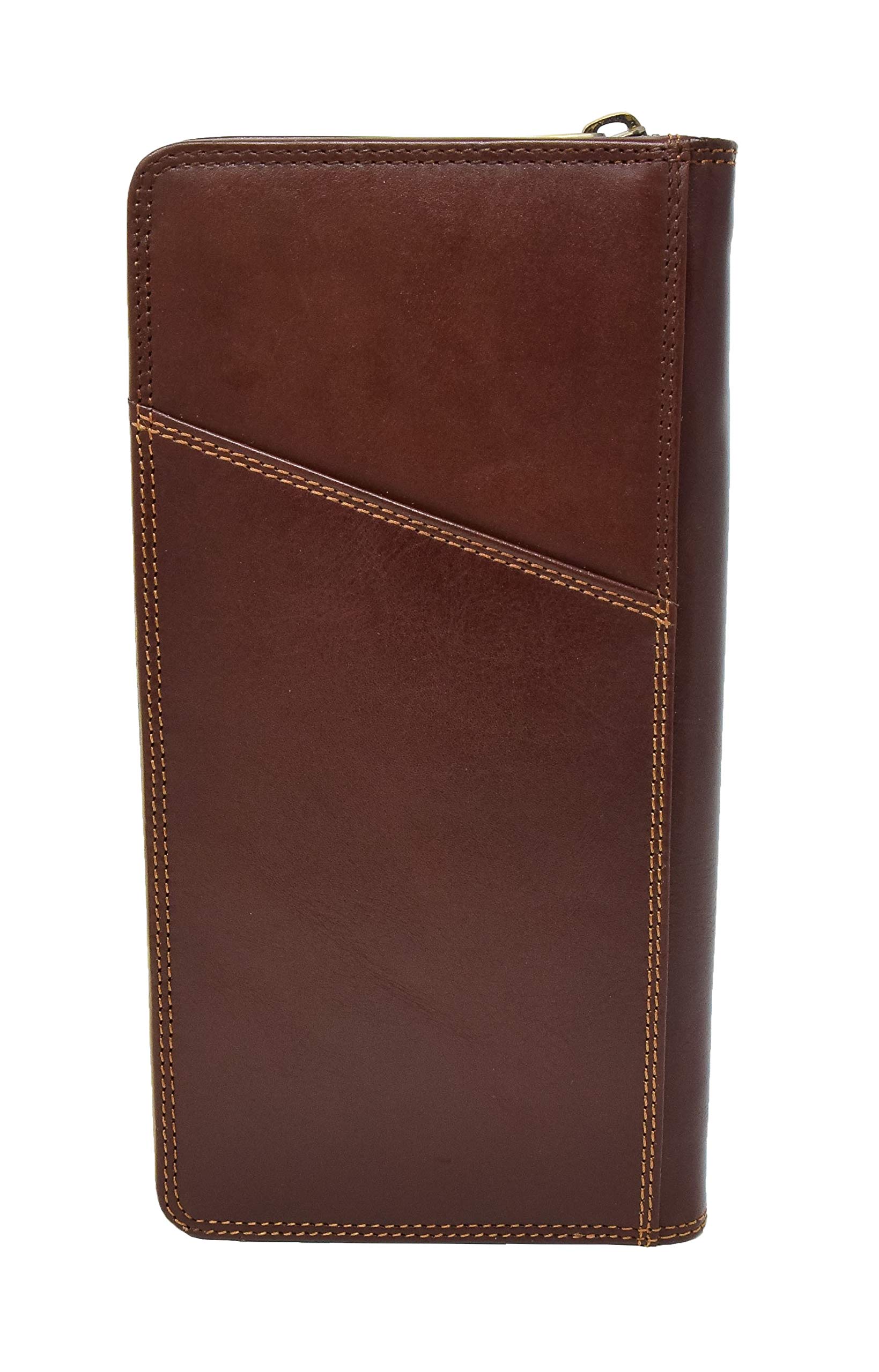 DR433 - Cartera de viaje para pasaporte de piel, color marrón, Brown, S, Casual