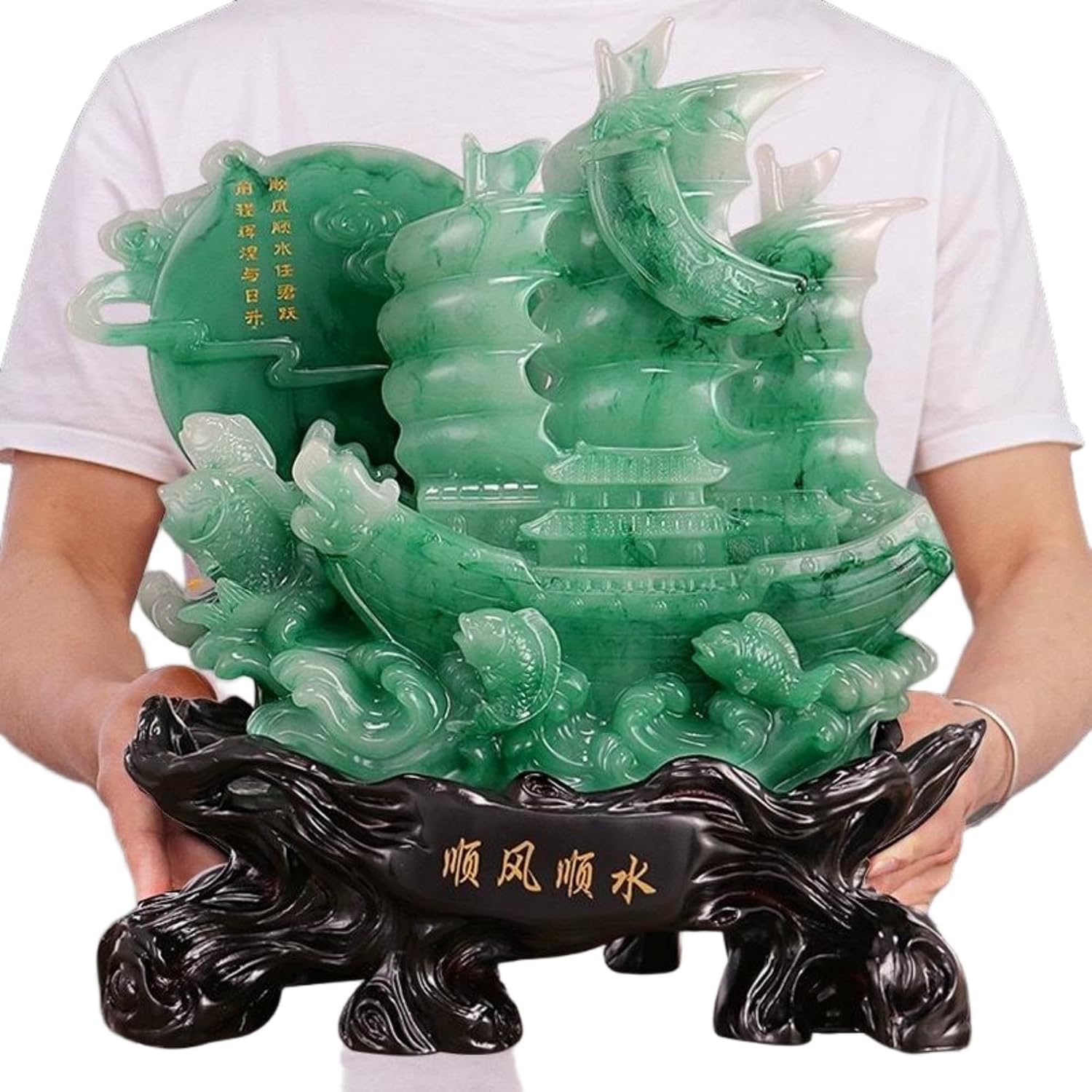 Fengshui Attracting Wealth for Living Room Bedroom Decorations,家居摆件树脂一帆风顺顺风顺水龙船摆