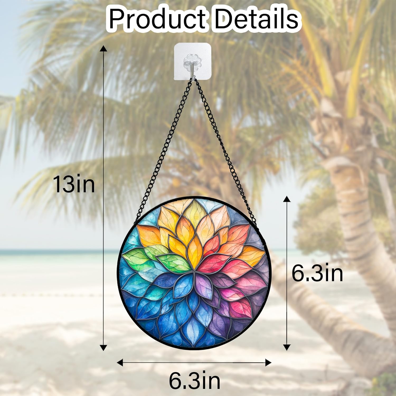 Stained Glass Window Hanging, Colorful Flower Petals Sun Catchers Diamond Glass Panel Hangings Suncatcher Decor for Birthday for Women, Men, Wife, Aunt, and Mom 6.3 in - Image 5