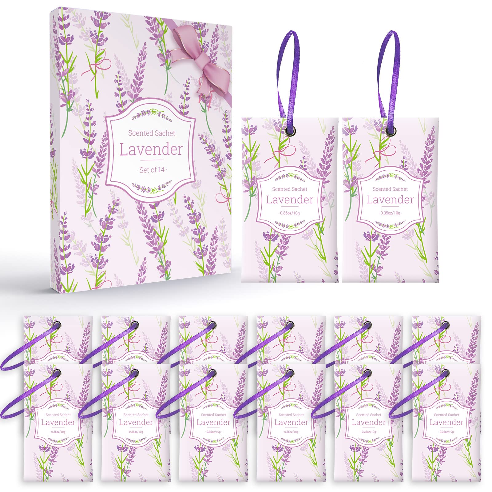 DERDUFTLavender Sachets, Home Fragrance Sachet Bags, for Drawers and Closets, Sachet Packets for Home, 14 Packs, Gifts for Women