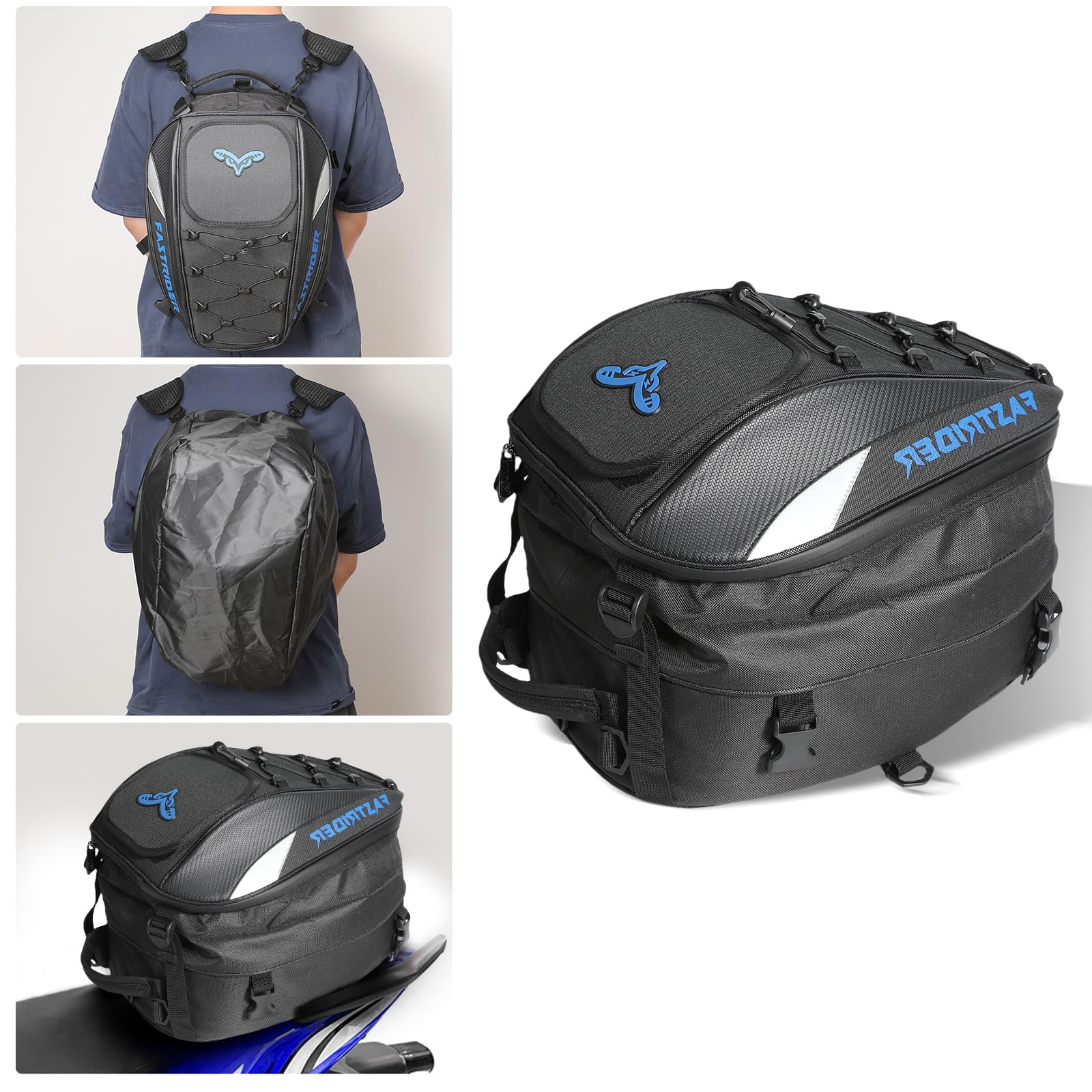 Torba borsa sella moto impermeabile 37L blu