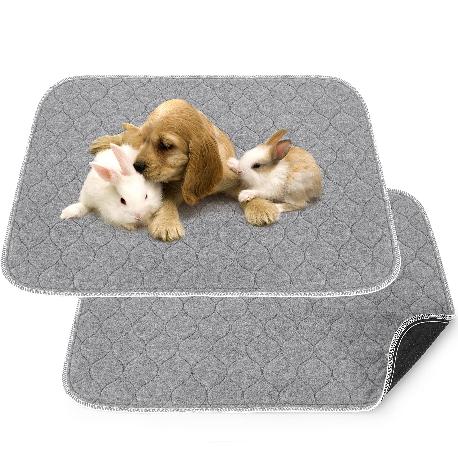 Photo 1 of 2 Pack Washable Pee Pads for Dogs ,24" x 28" Extra Large Fast Absorbent Leak-Proof Reusable Puppy Training Pads Furniture Protector Whelping Pads Mats for Kennel, Bunny, Guinea Pig 24*28inch(2pack)