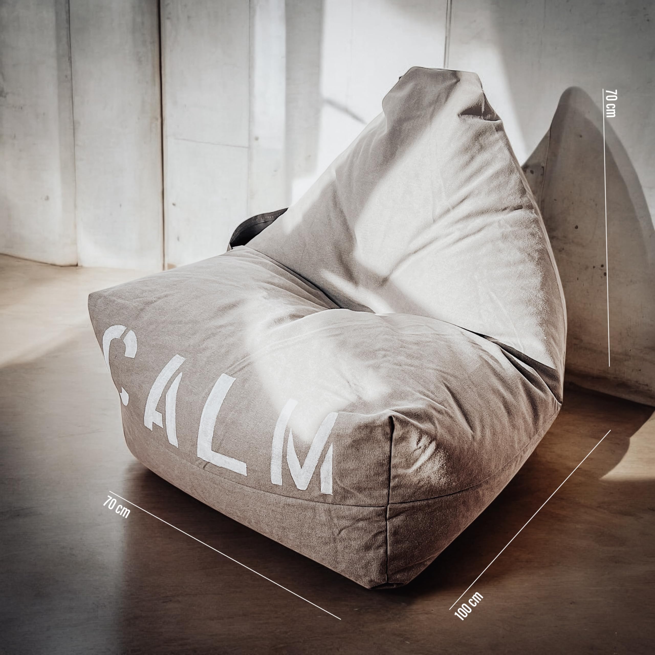 Aiire Puff Salon de Diseño Moderno - [100x70x70cm] Puf con Relleno Incluido Pintado a Mano en Algodón Premium - Bean Bag Chair Infantil o Decoracion Habitacion Juvenil Negro