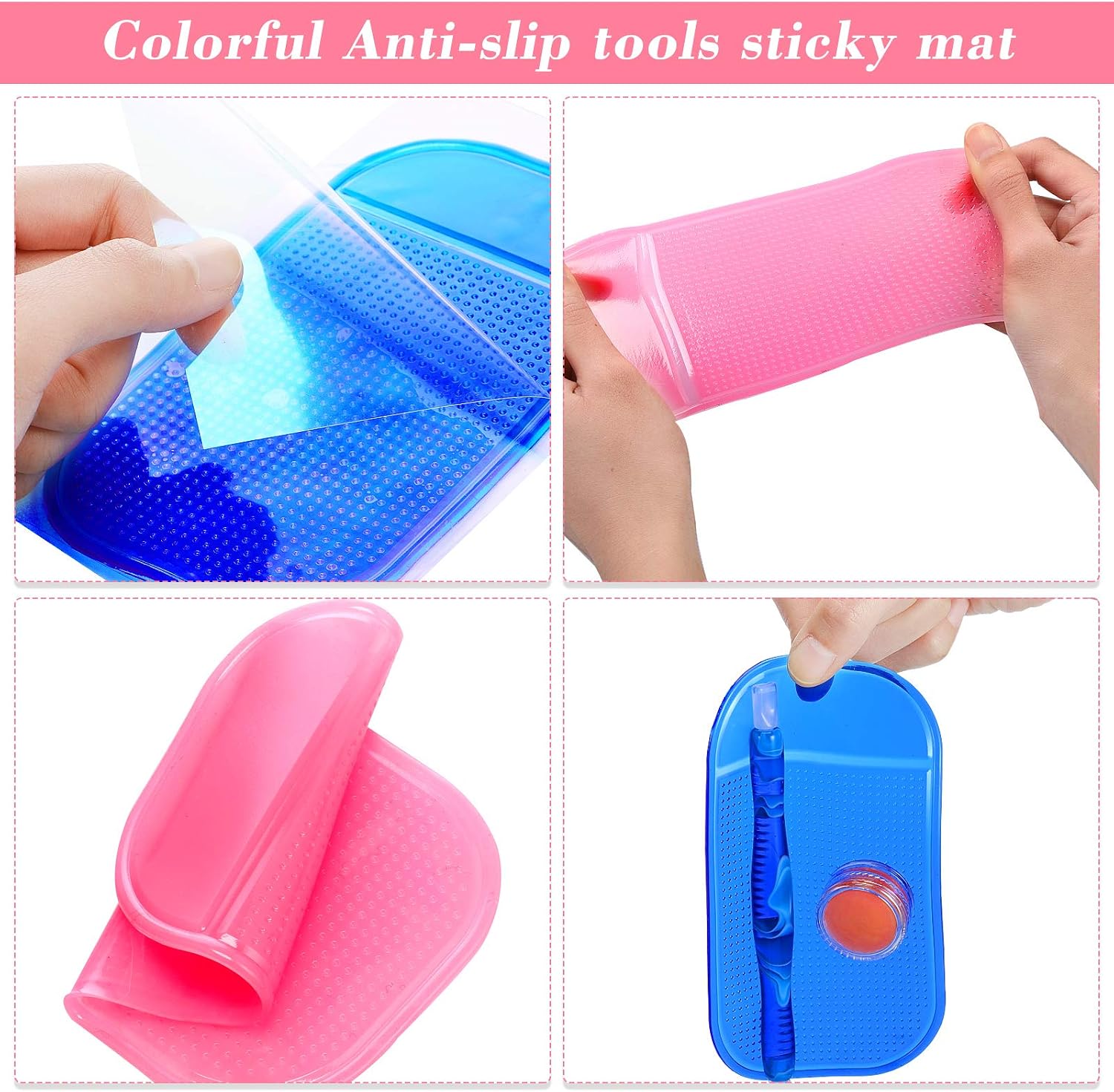 Outus 31 Pcs 5D DIY Diamond Tools Kit with Handmade Resin Painting Pens, Anti-Slip Mats, Plastic Diamond Trays, Clay Boxes, Drill Point Accessories for Adults DIY Craft(Dark Blue, Pink)