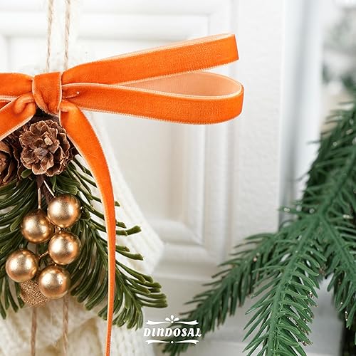 Miniatura 5 de Cinta de terciopelo de terracota de 38 pulgadas de una sola cara, cinta fina de terciopelo para envolver regalos, cinta naranja quemada, cinta para