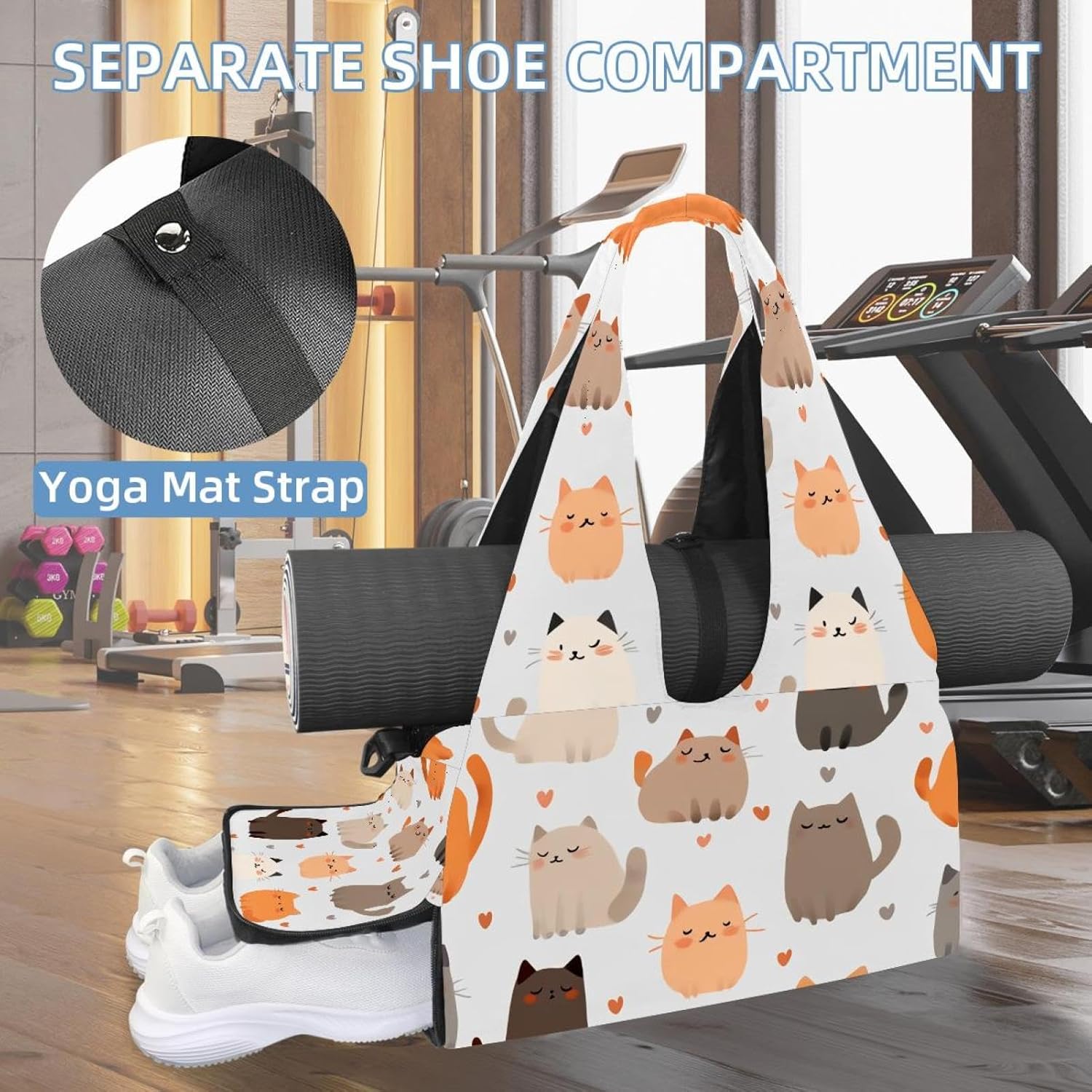 Yoga Mat Bag, Gym Workout Bag with Shoe Compartment, Highland Cow Pilates Bag for Women, Quick Access Storage Yoga Tote Bag for Sports Travel Office
