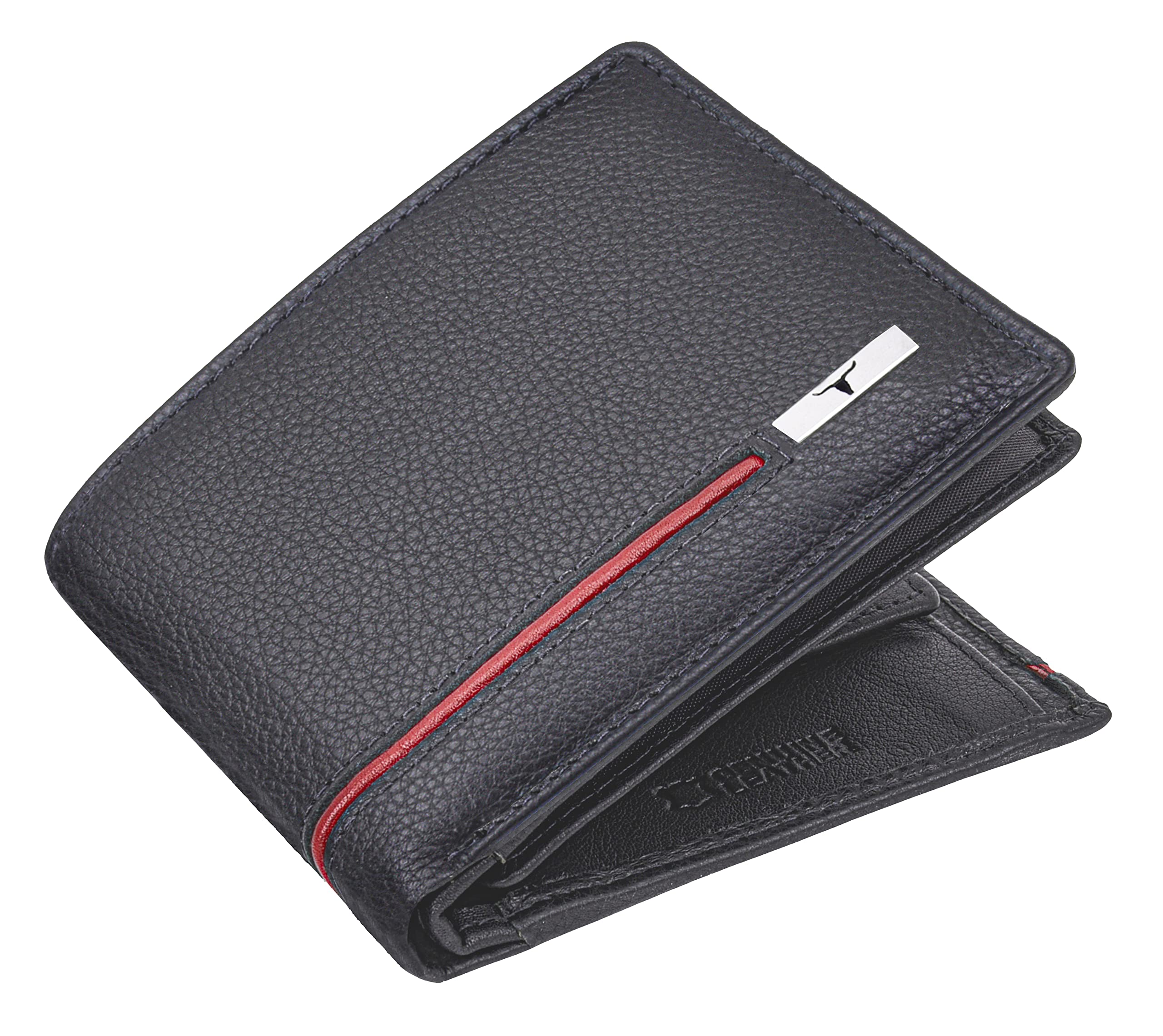 URBAN FOREST Stag Grey/Red Leather Wallet for Men