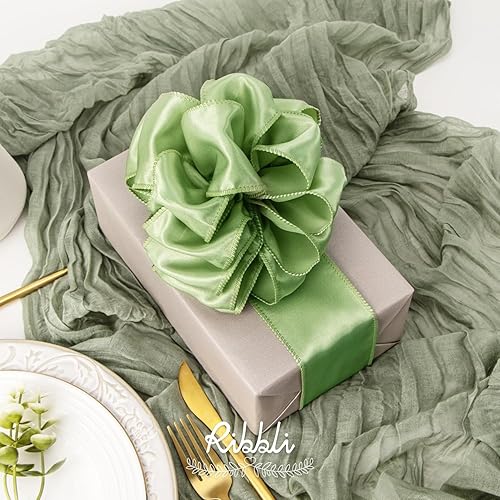 Vista 15 de Ribbli Cinta de satén rosa claro con alambre de 1.5 pulgadas, cinta de Navidad rosa para envolver regalos, coronas, guirnaldas, decoración